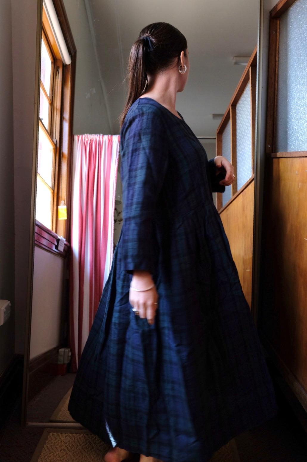 French linen dress - tartan
