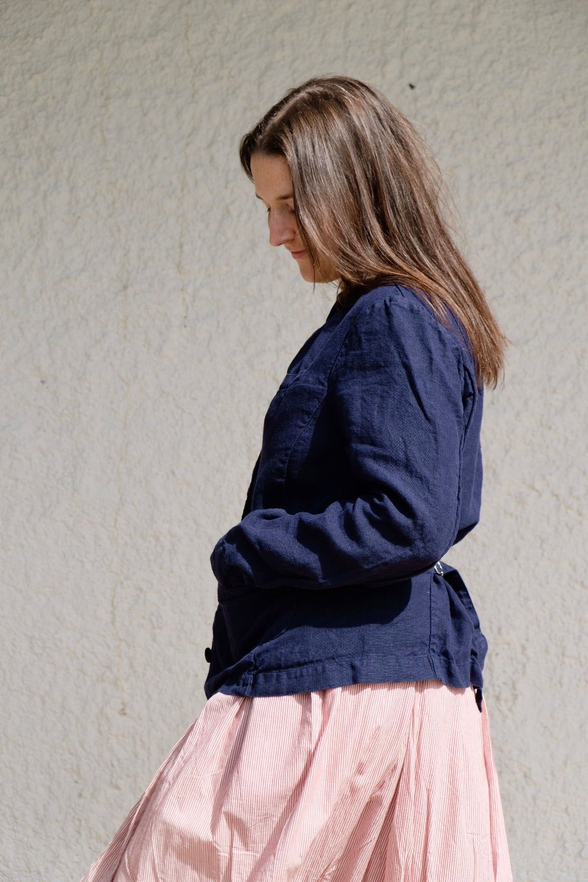 Lila Fitted Blazer - European Linen - Navy