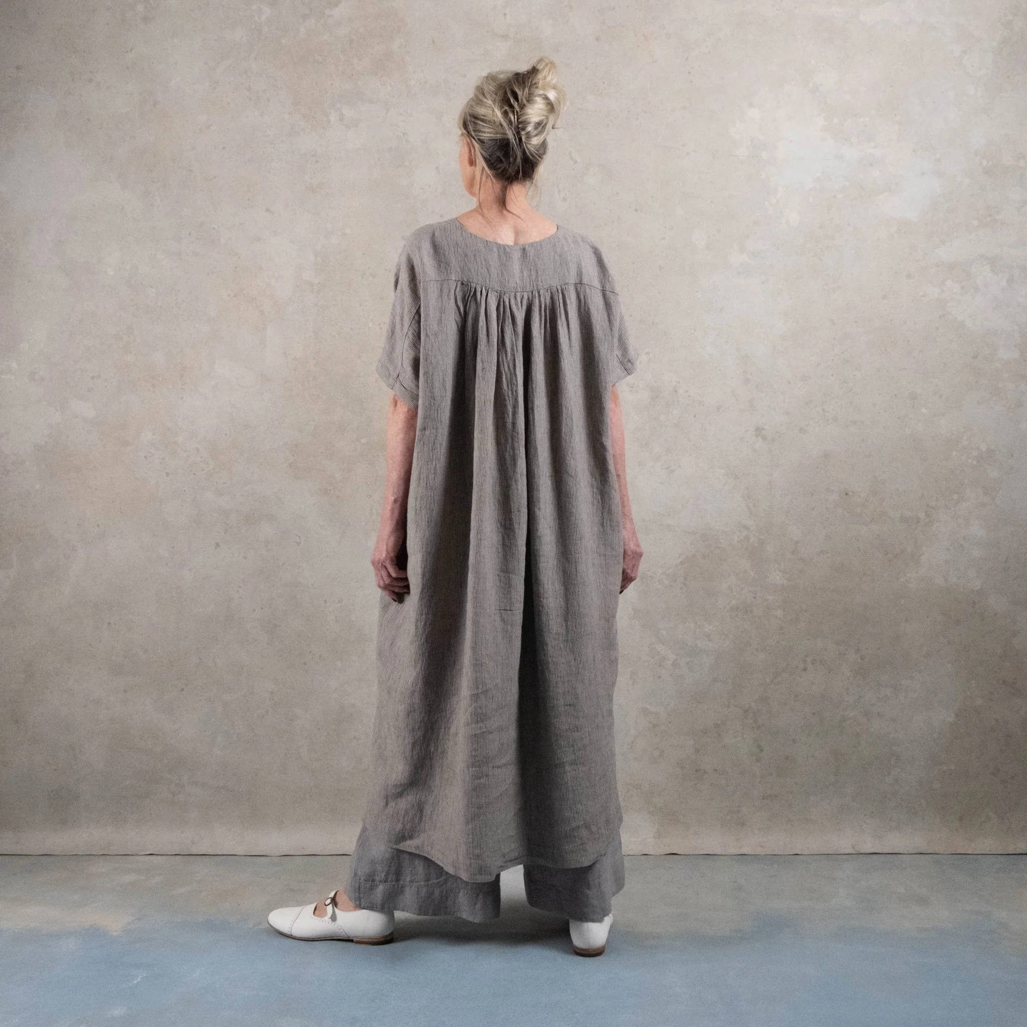 Aude Pinstripe Linen Dress - Dusty Pinstripe