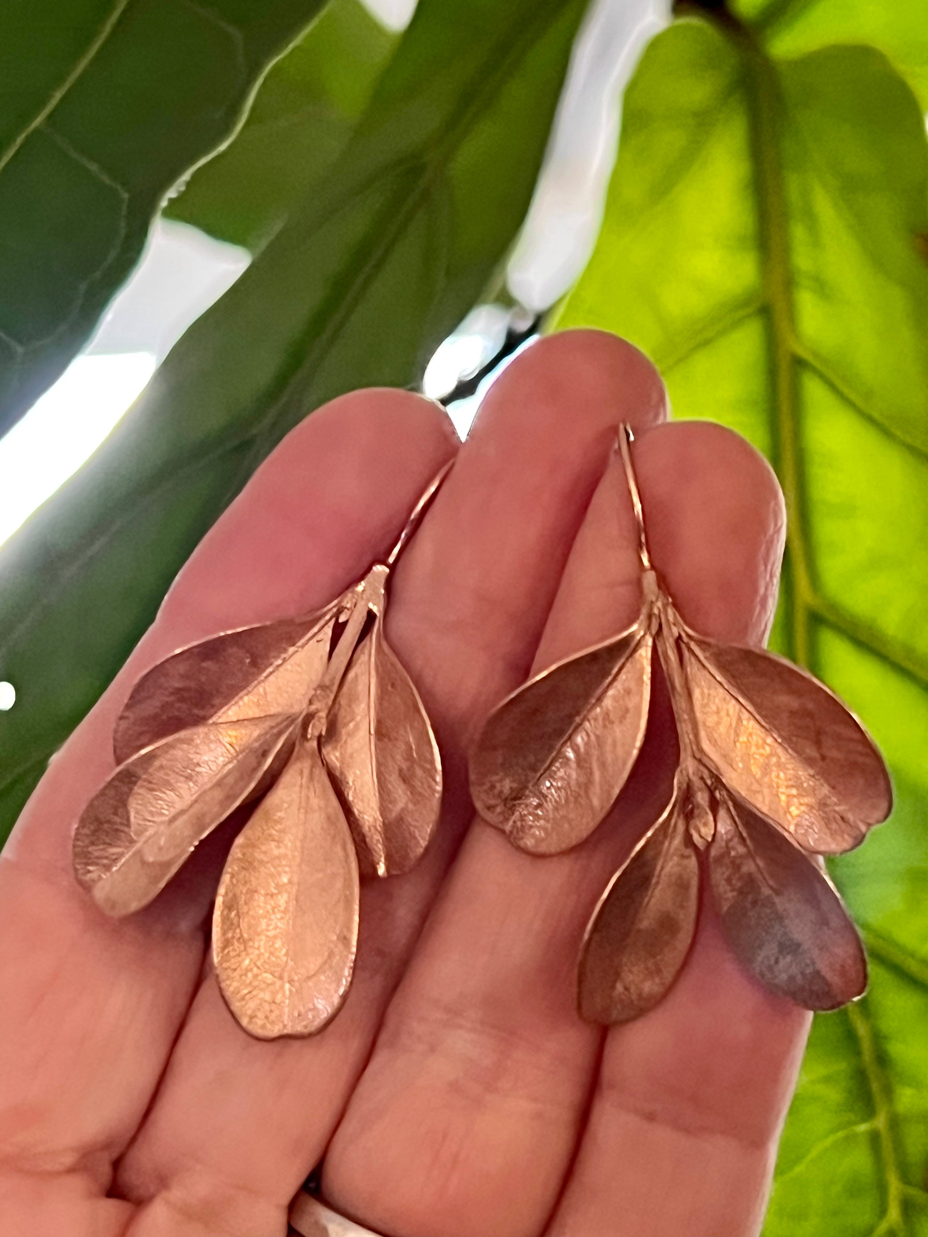 Botanical earrings - Japanese box bush - rose gold plated