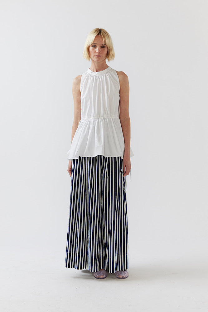 Brittany Skirt - Navy Stripe Poplin