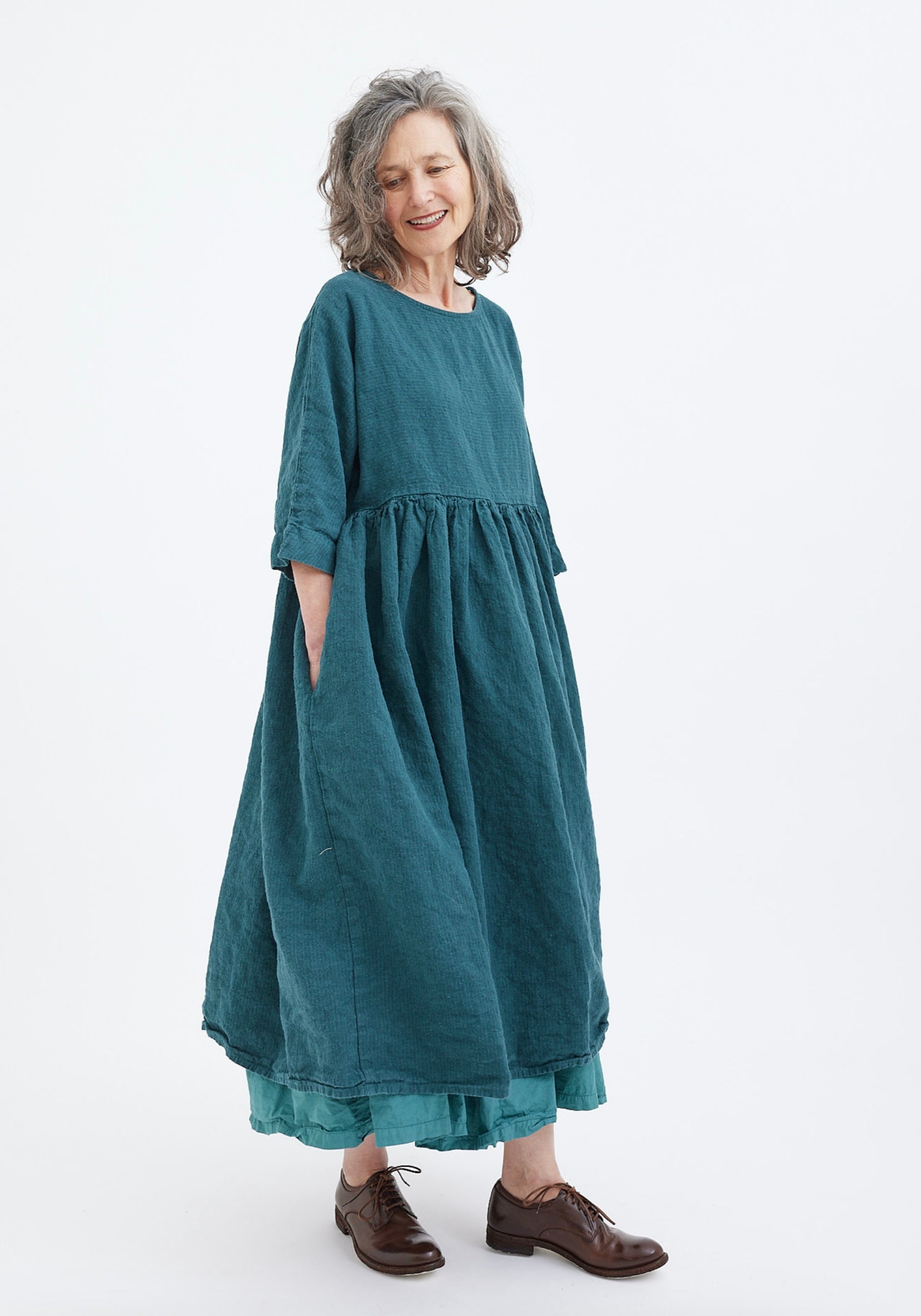 Picnic Dress Pebble Hemp Stripe - Jade
