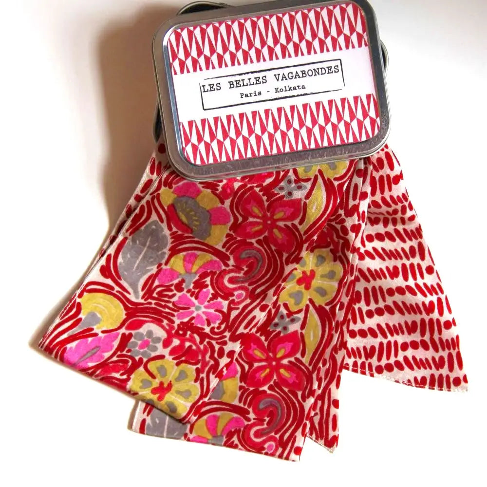 Headband/scarf - English Garden Banner Bordeaux