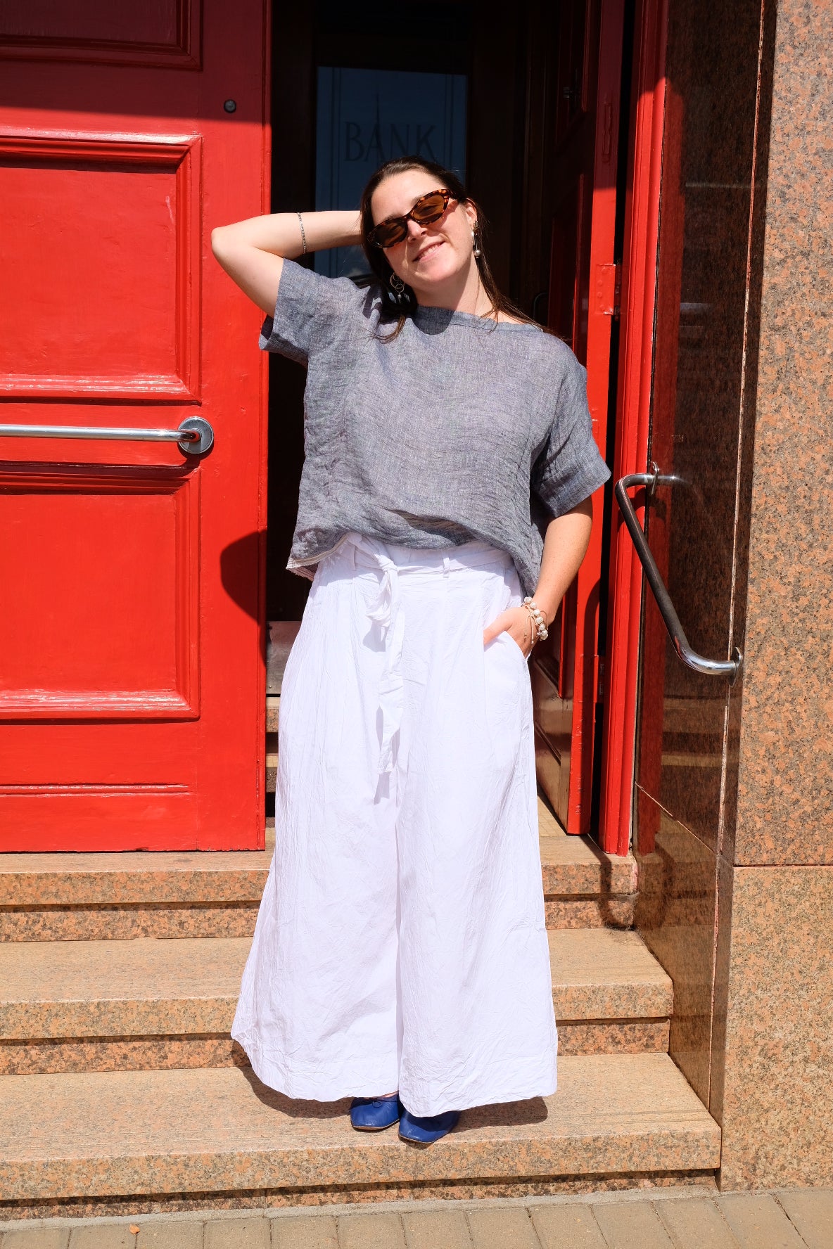 Gauze linen Tee - Chambray