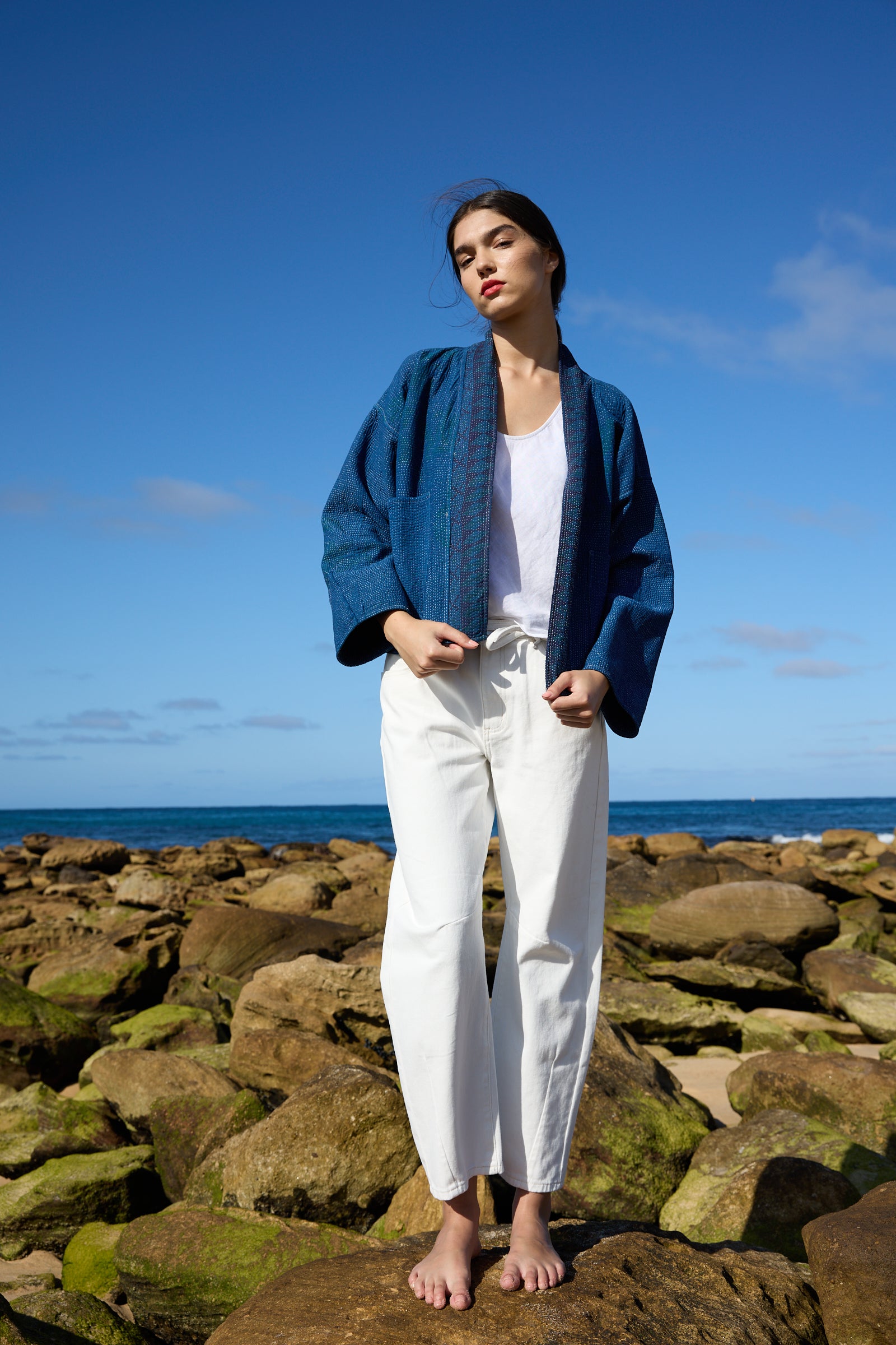 Reversible Kantha Jacket with Patch Pockets
