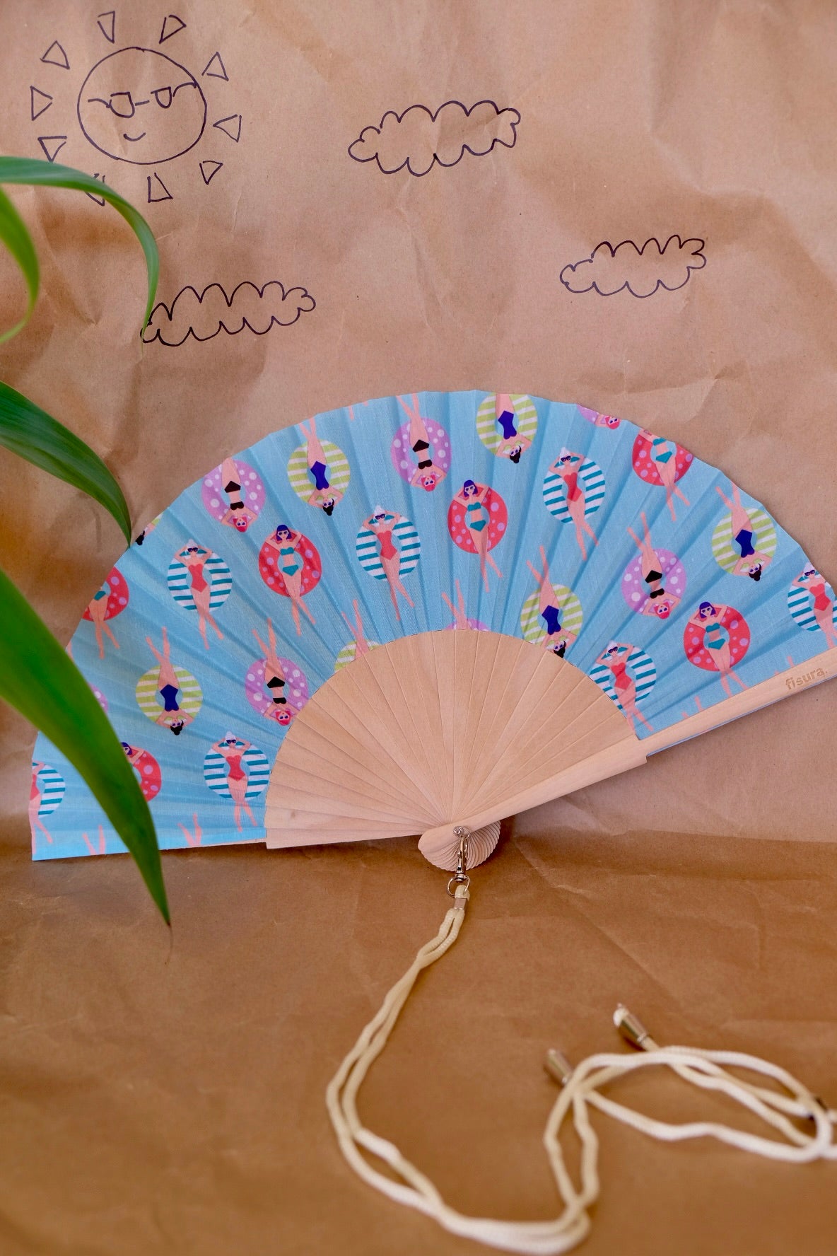 Folding Hand Fan - Swimmers