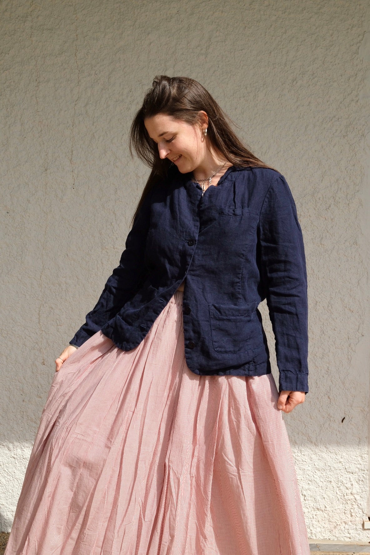 Lila Fitted Blazer - European Linen - Navy