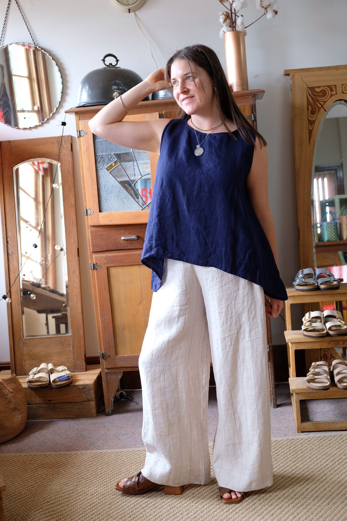 Taji Top - Linen - Indigo