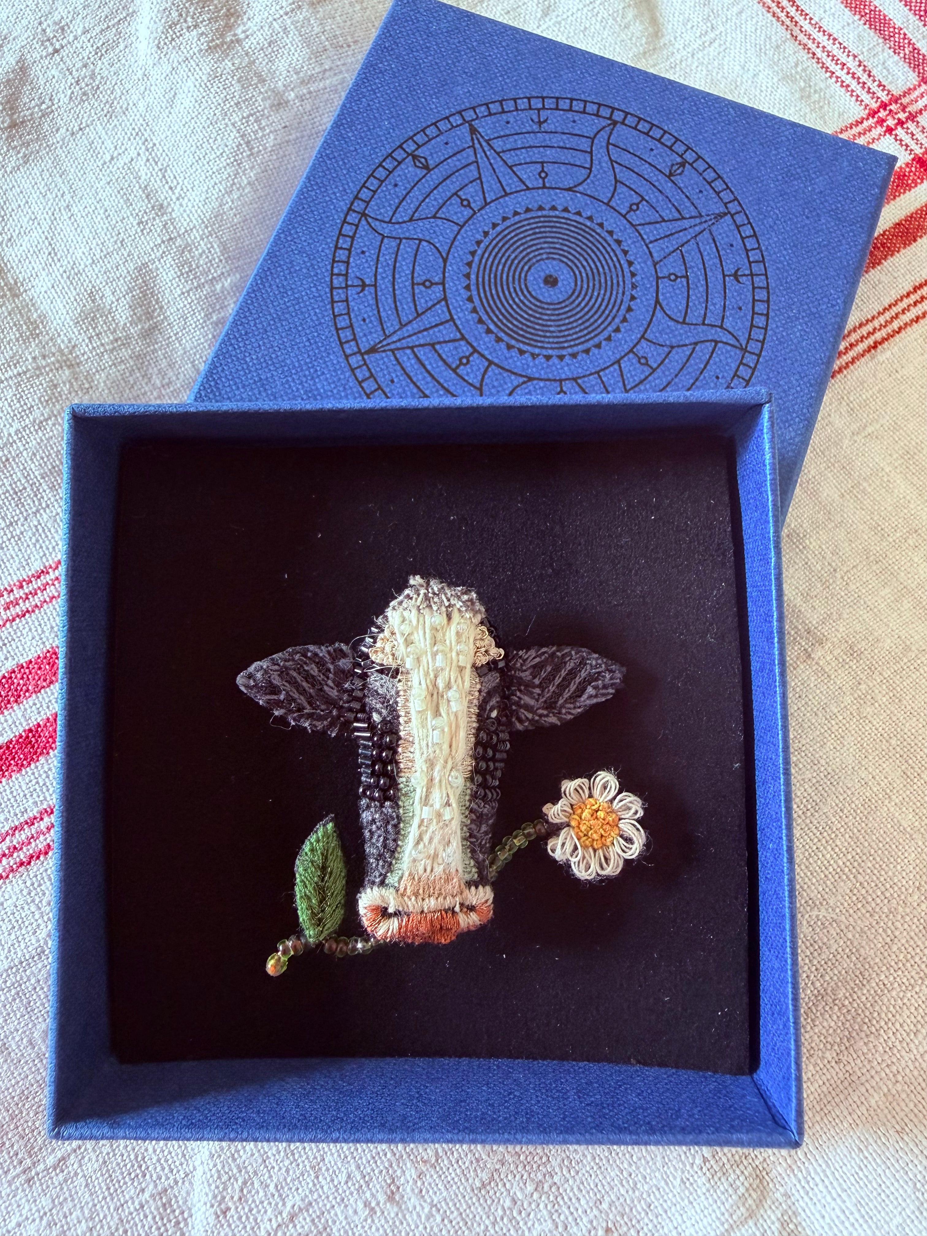 Happy cow brooch
