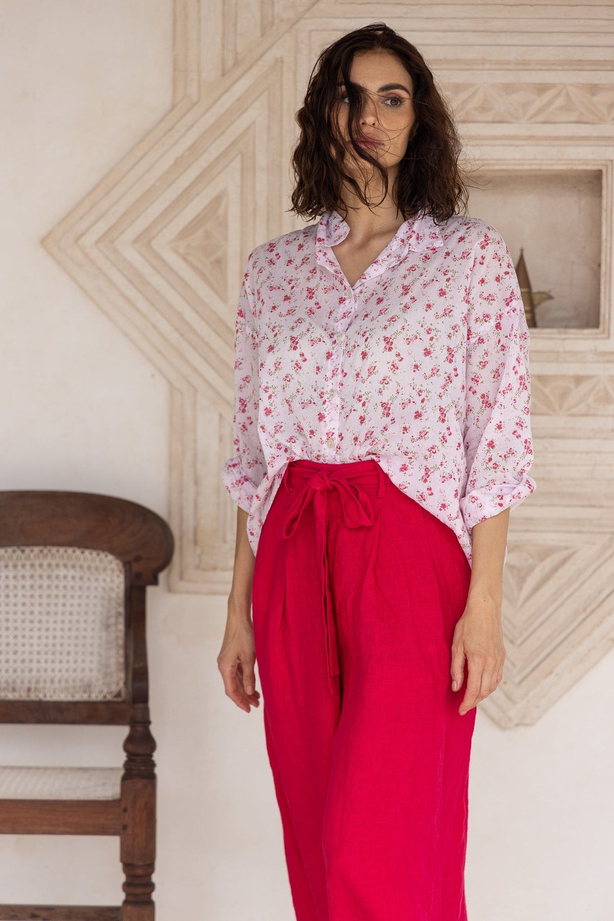 MOYO SHIRT - COTTON VOILE pink floral
