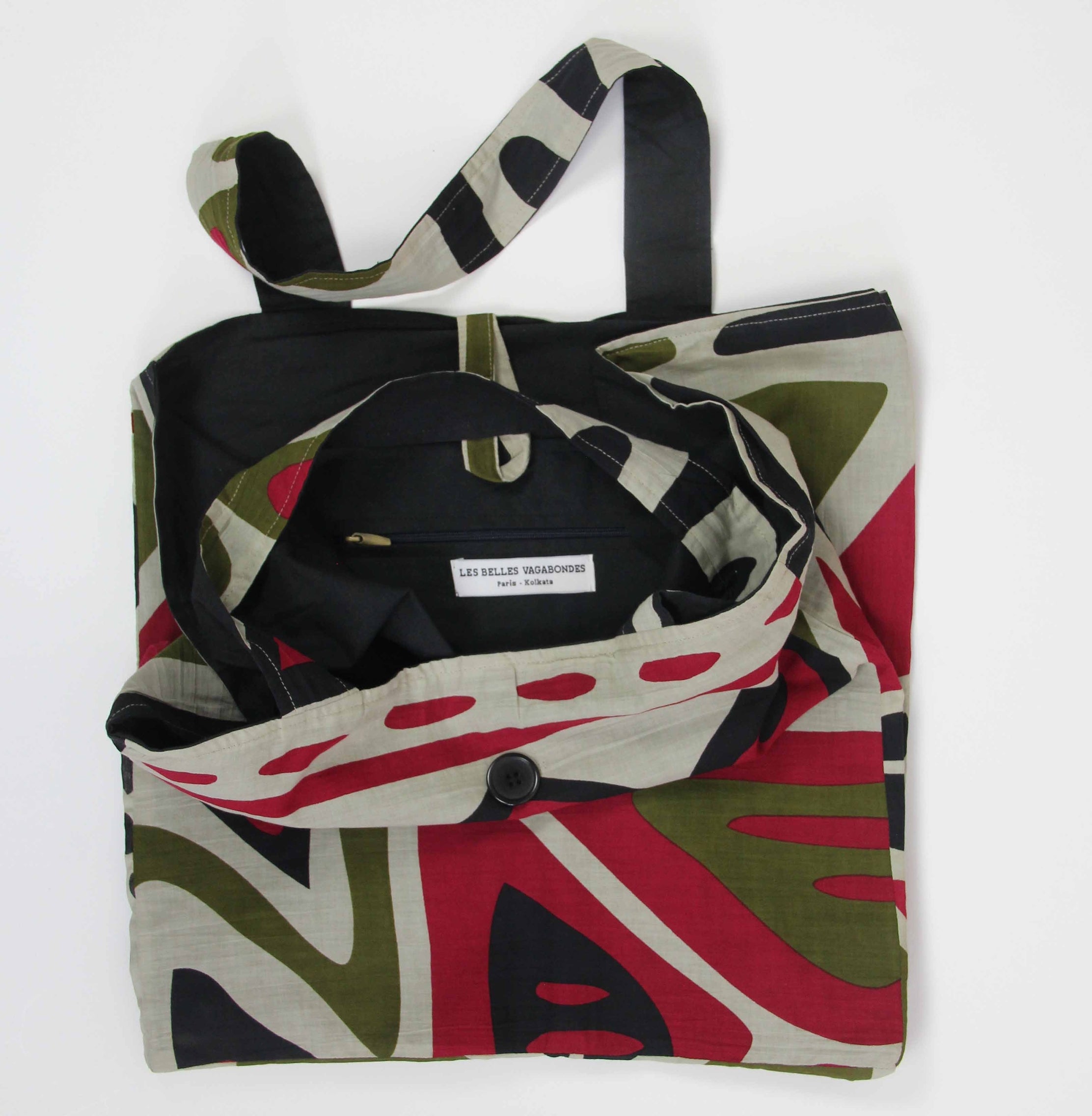 Upcycled Cotton Tote Bag Shangha Bordeaux