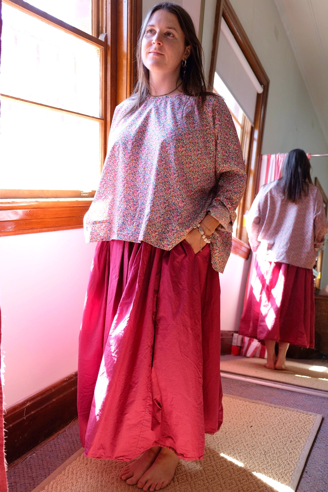 Ulla Skirt - cotton poplin - Berry
