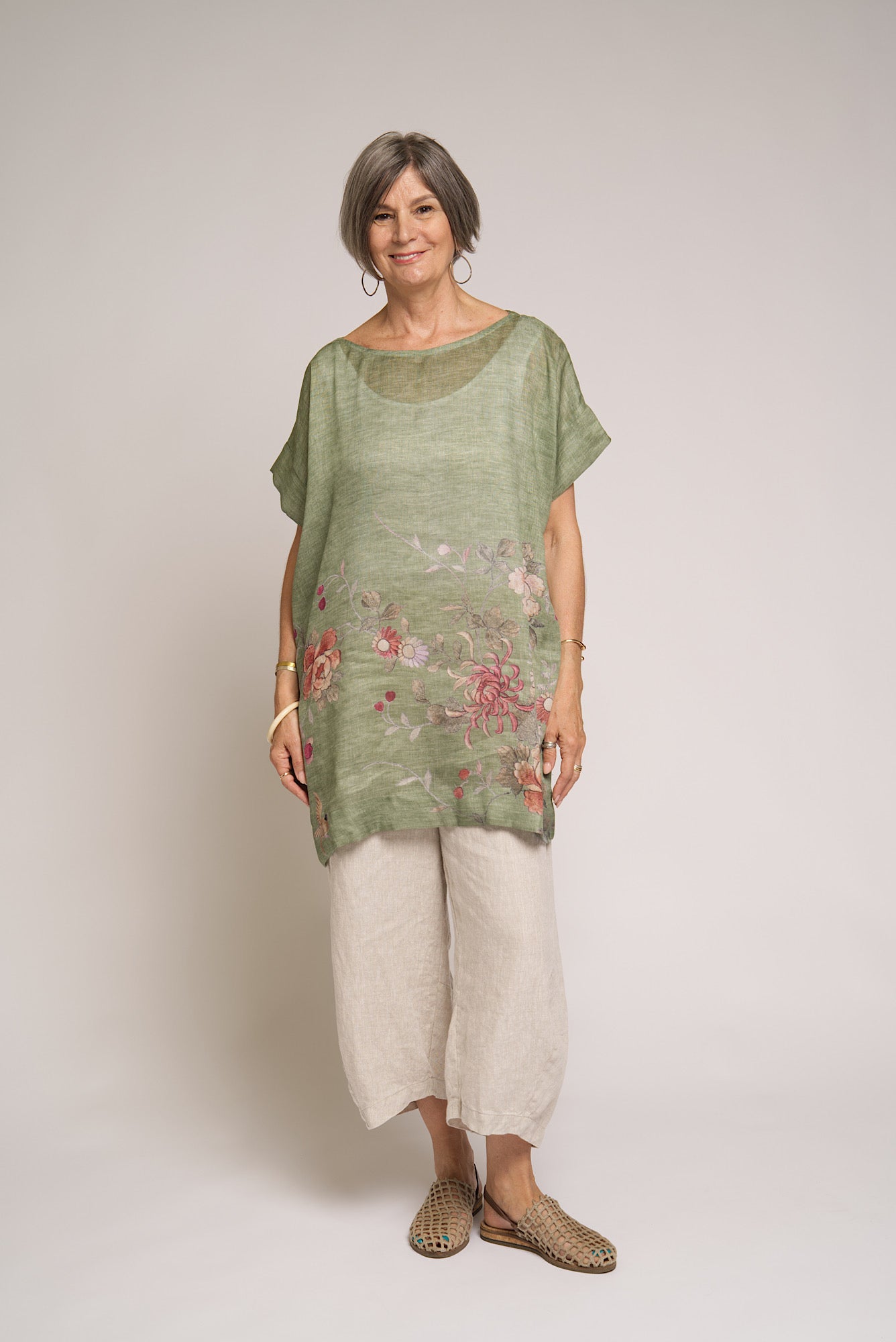 Peony Tunic/Dress Floral Print - Green
