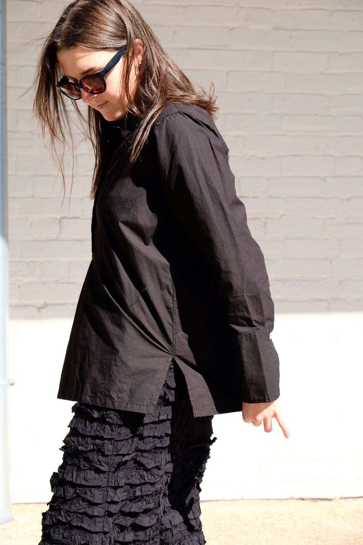 Winifred Shirt - Cotton Poplin - Black
