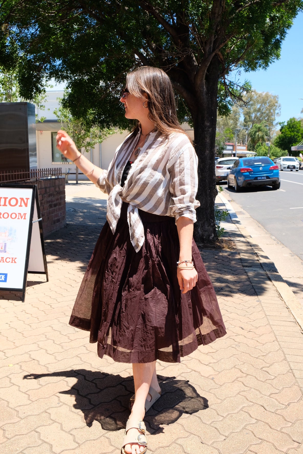 Kimi Striped Shirt Brown