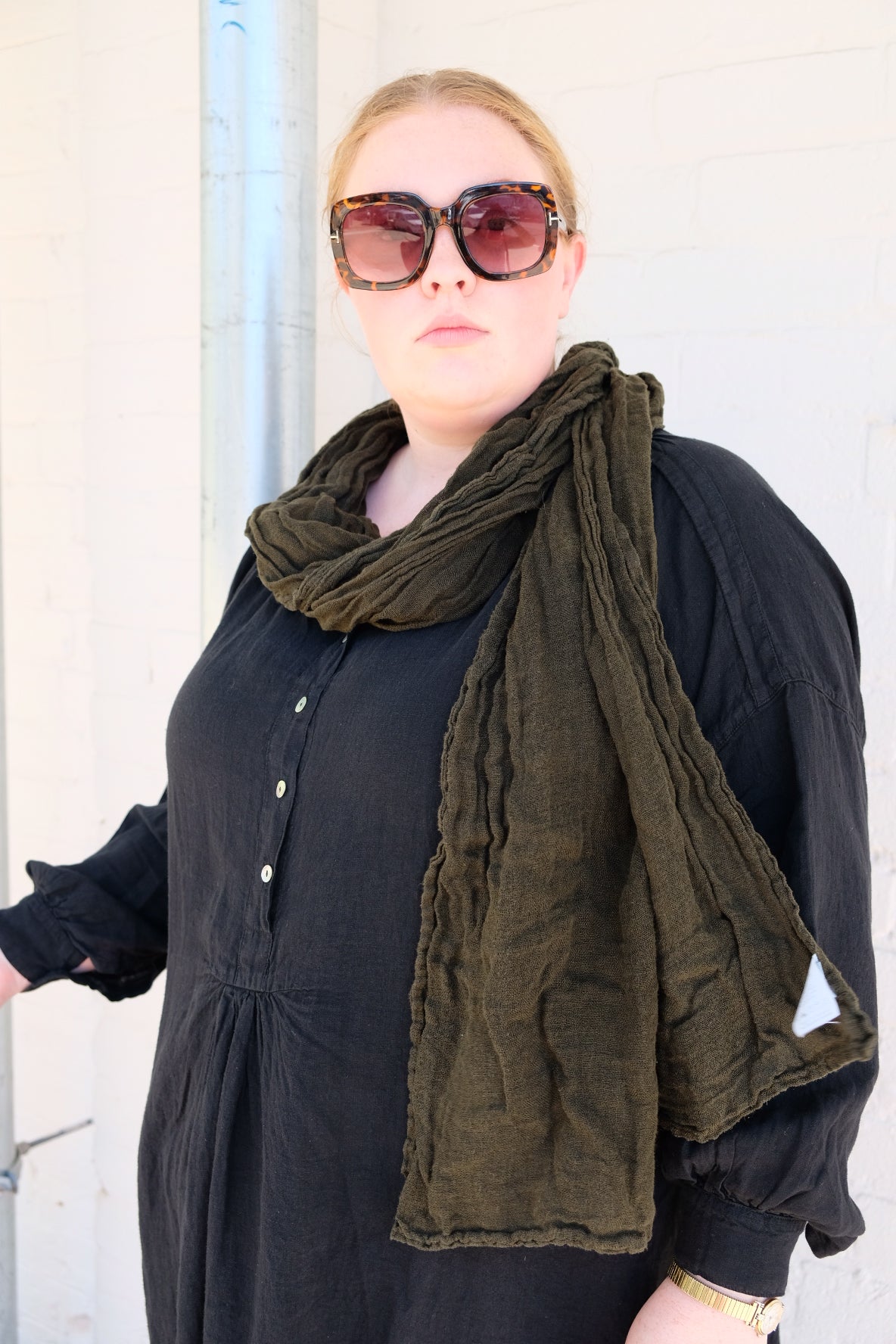 Soft Classic Scarf - Soft Linen Gauze - Seaweed