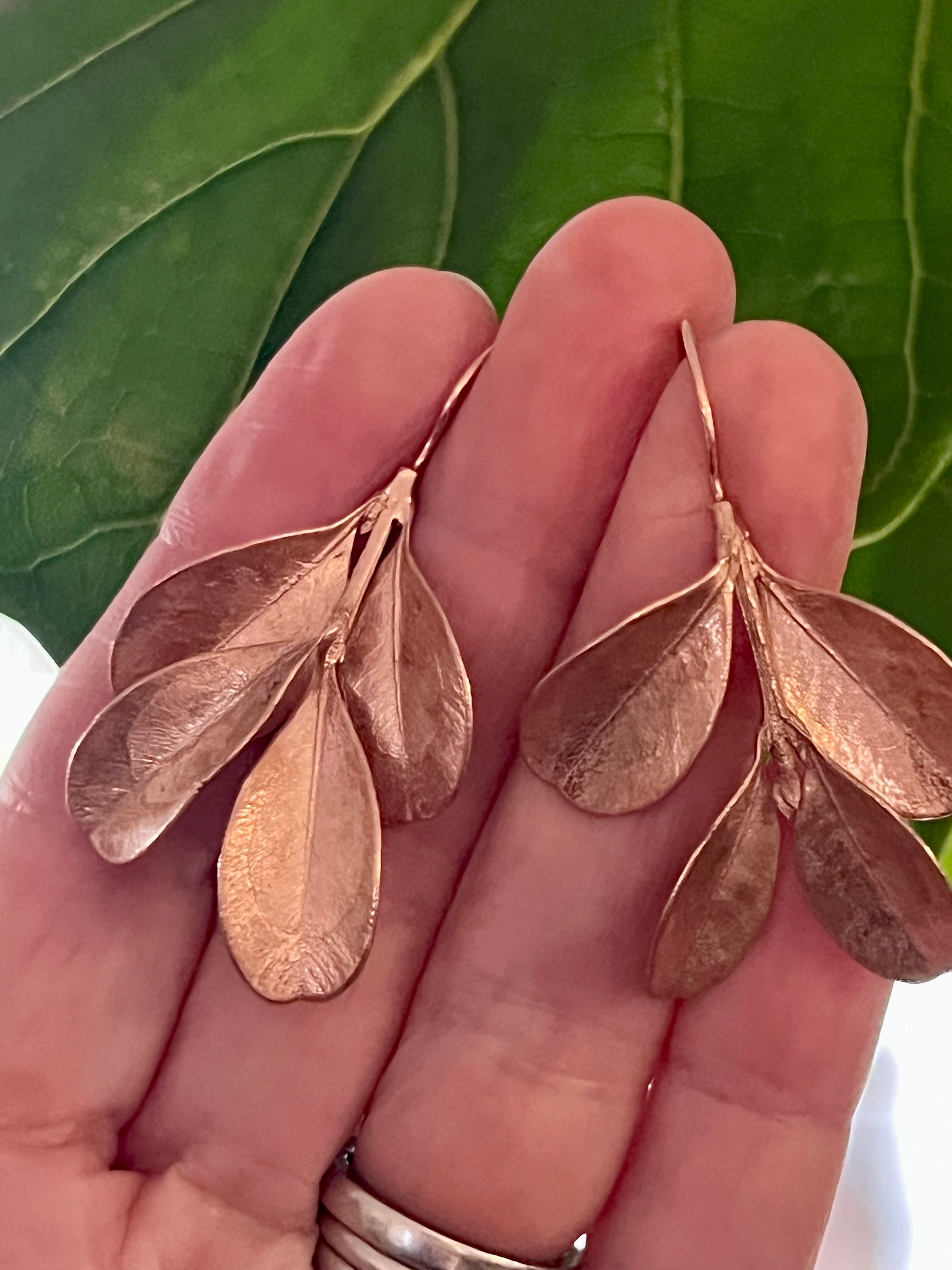 Botanical earrings - Japanese box bush - rose gold plated