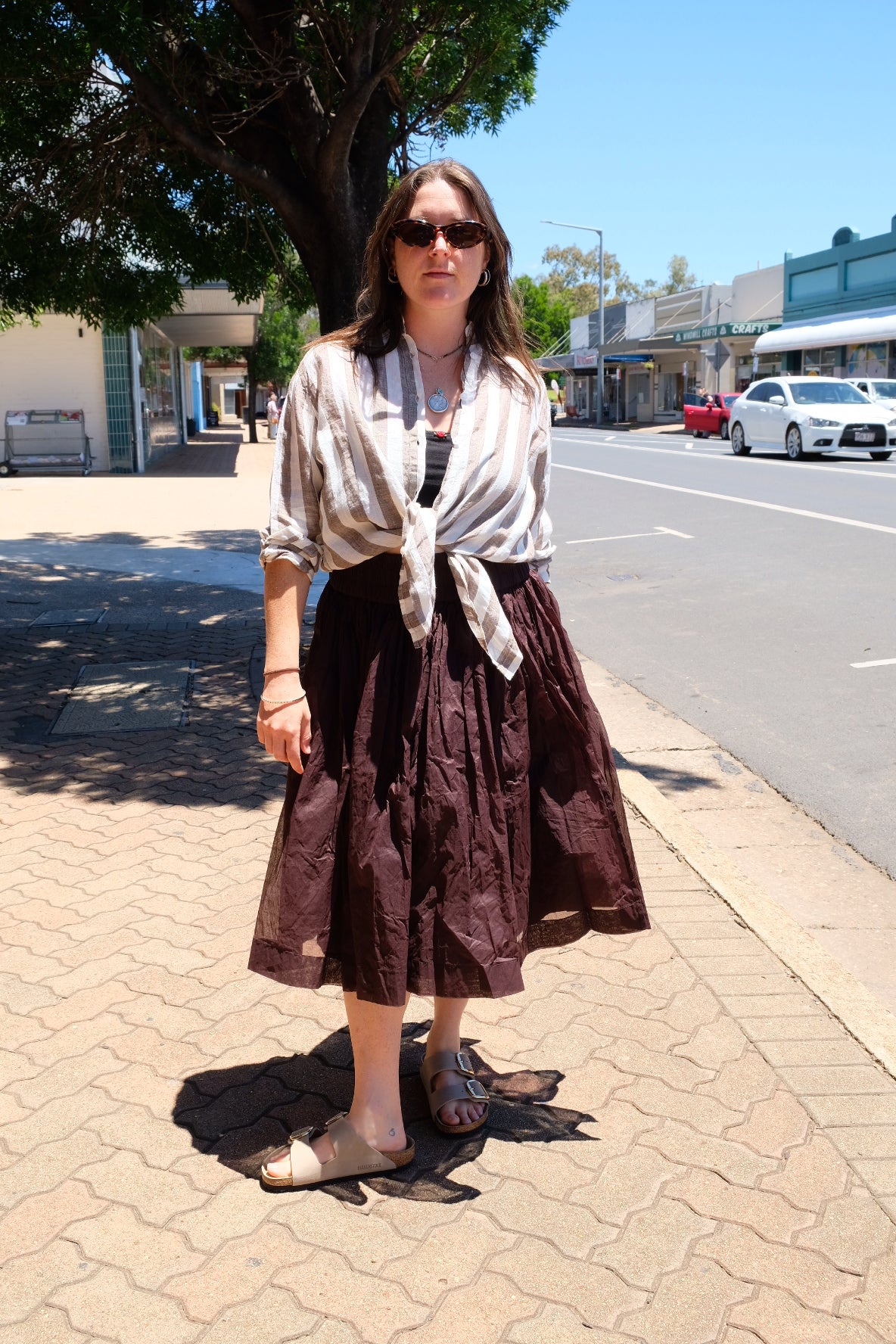 Kimi Striped Shirt Brown