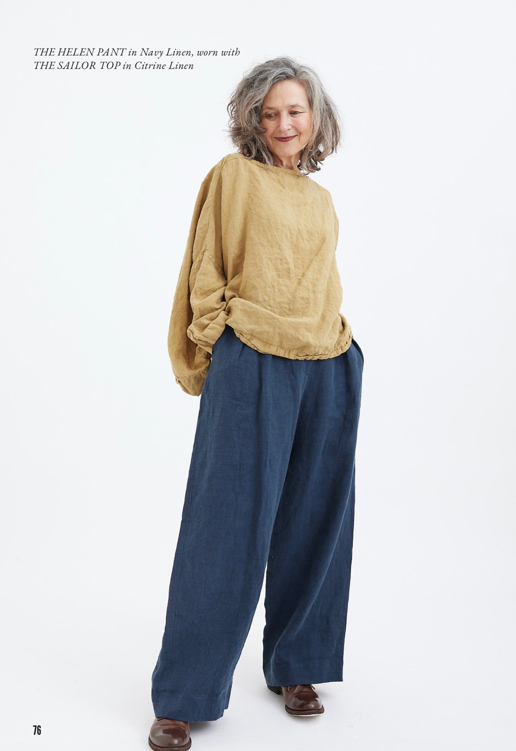 Helen Pant mid weight linen - Navy