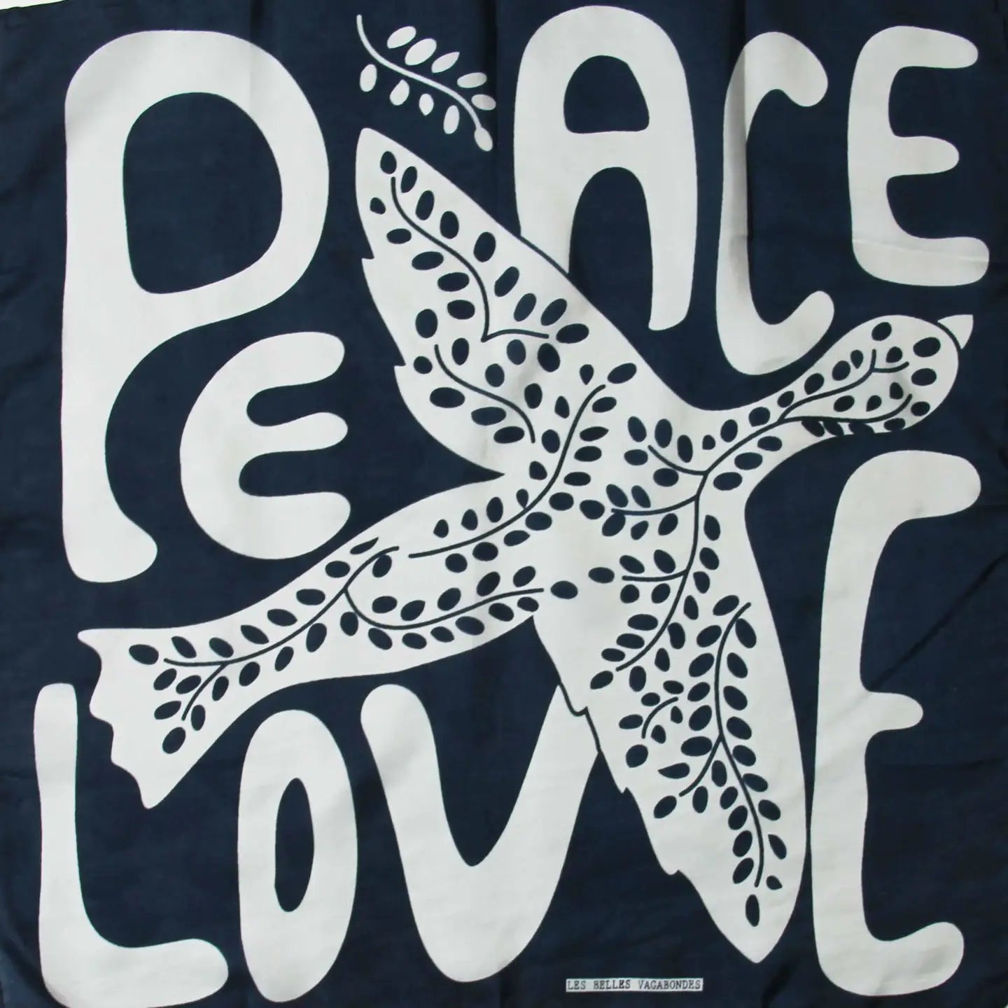Silk scarf - Peace and Love Navy