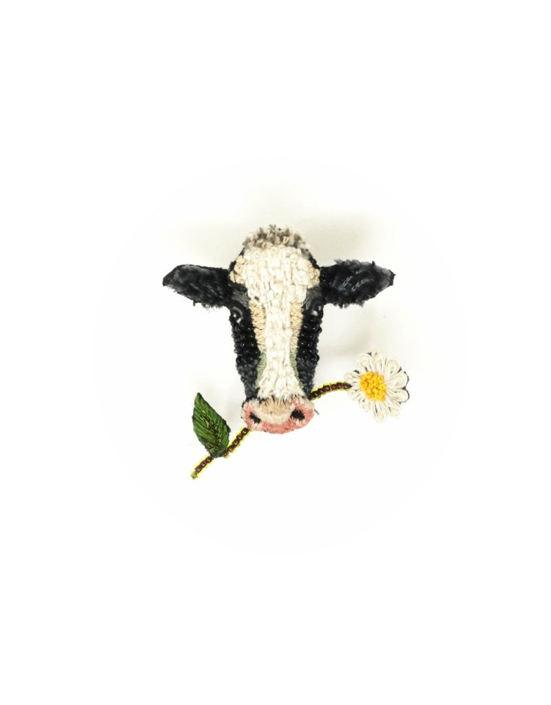 Happy cow brooch