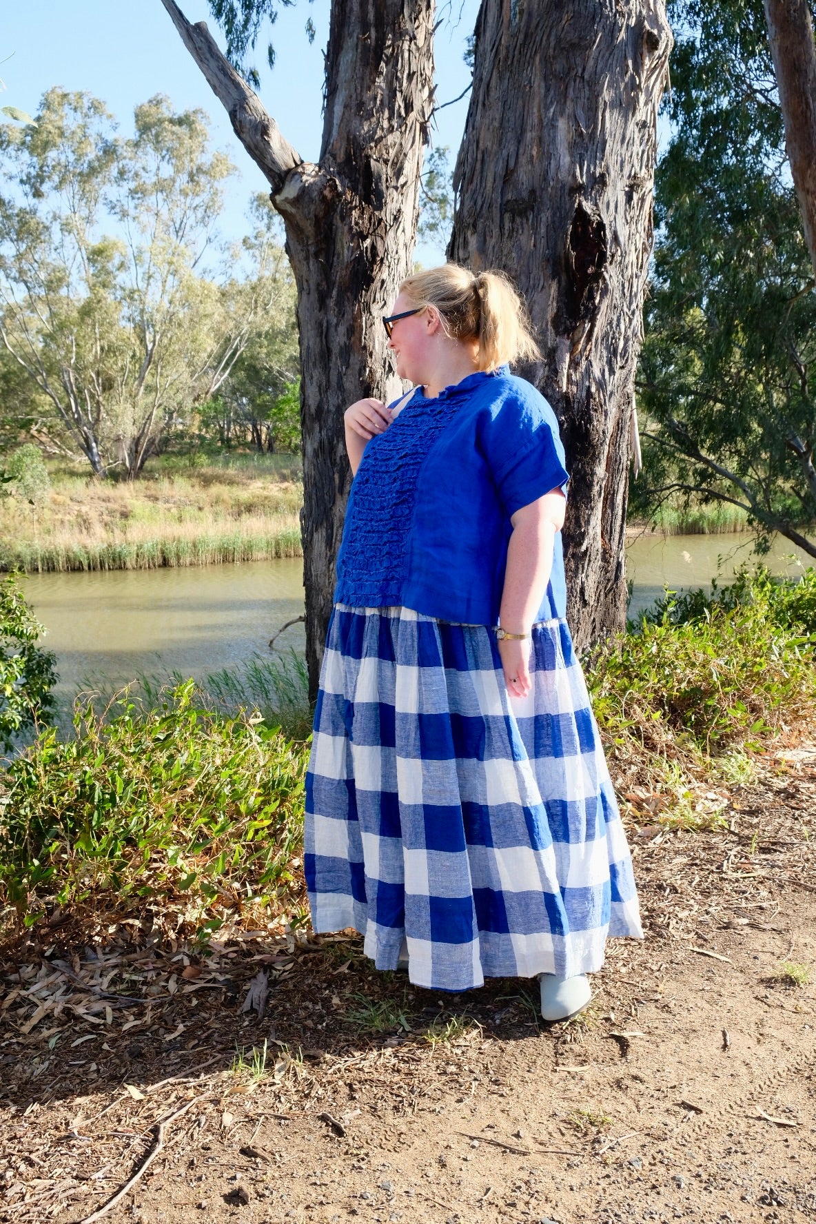 Jua Top - Linen - cobalt