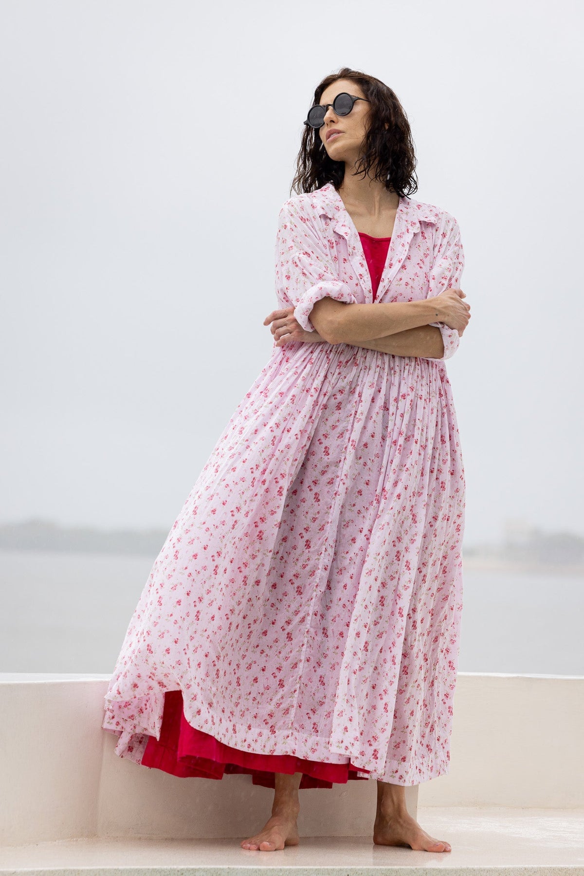 EDITH DRESS - COTTON VOILE pink floral