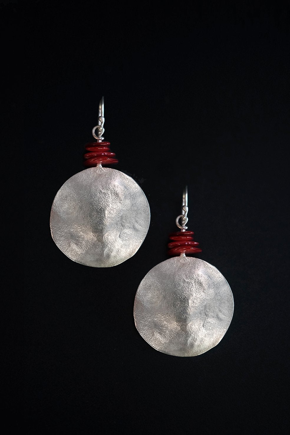 Round Coral Bead Earrings