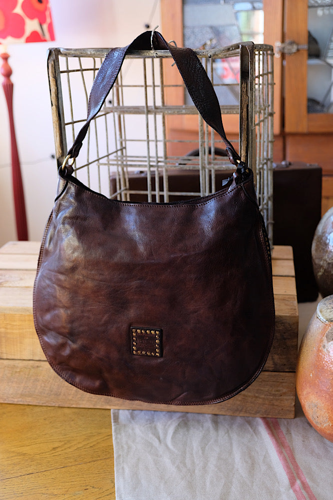 Kura shoulder Bag with studs - Brown