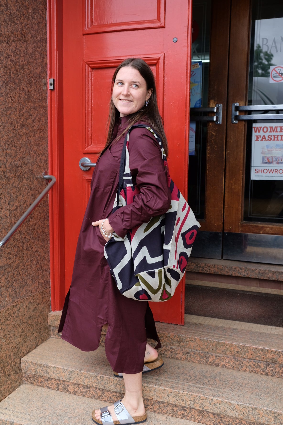 Upcycled Cotton Tote Bag Shangha Bordeaux