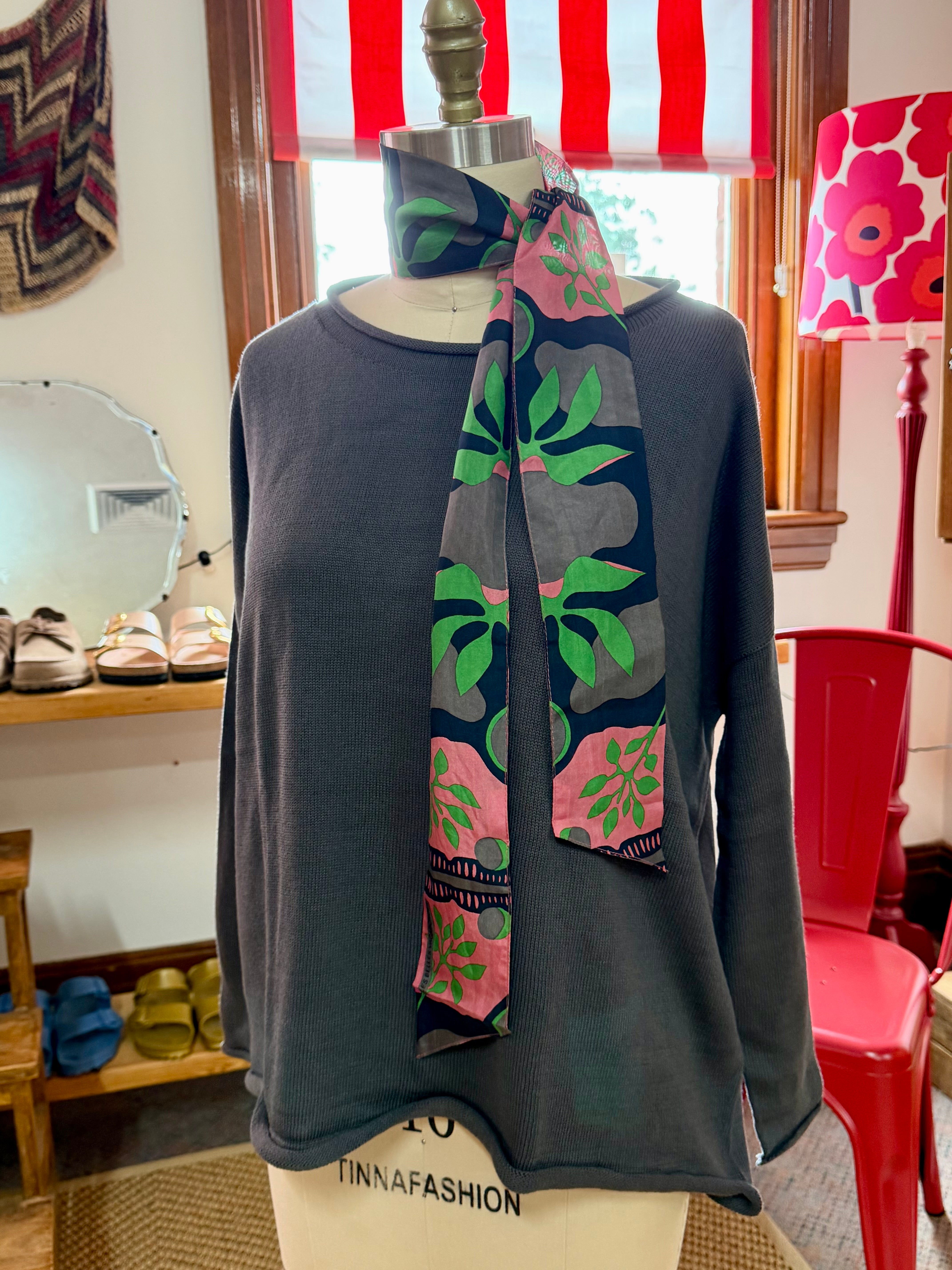 organic cotton curled edge knit - charcoal