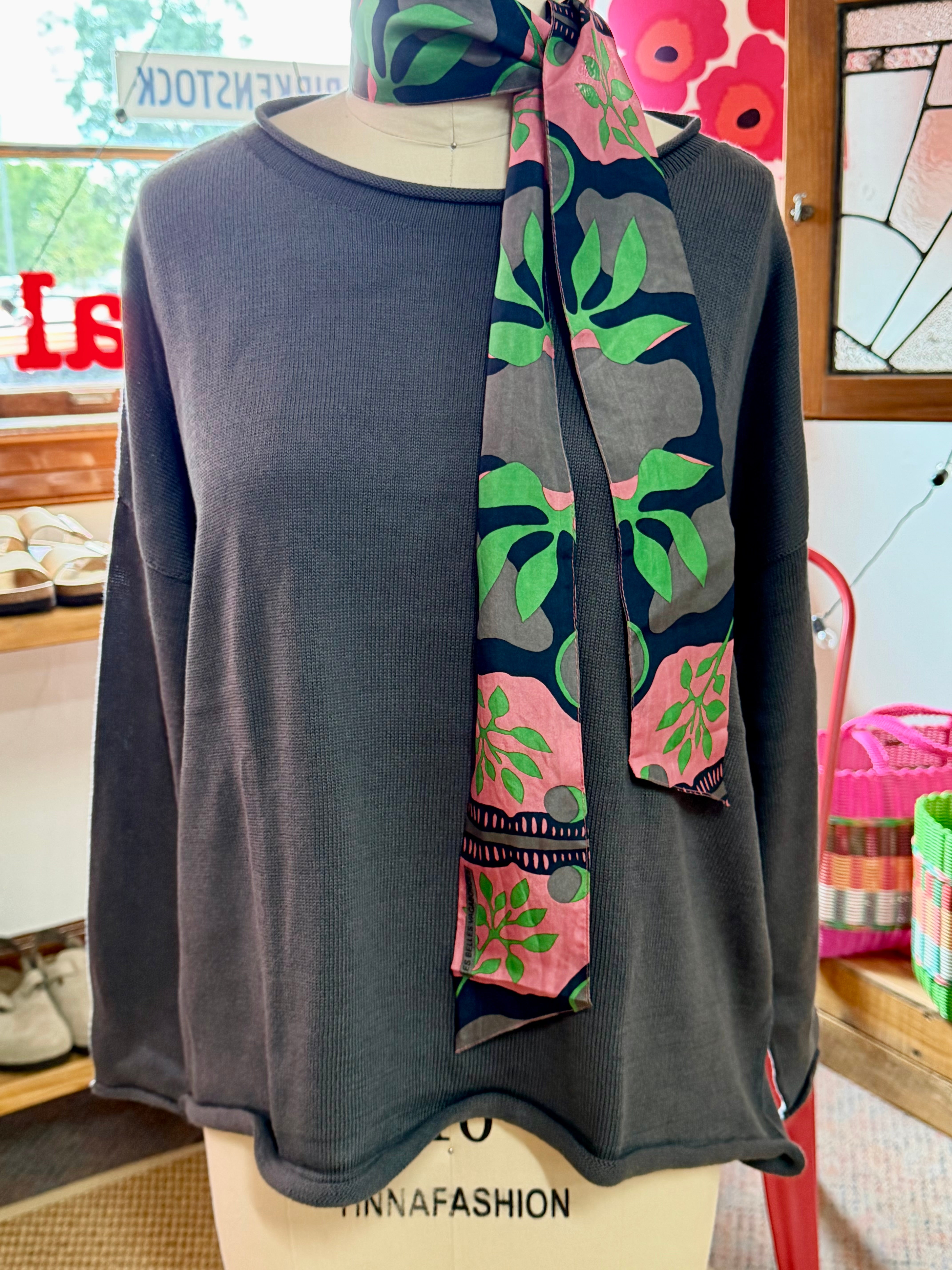 organic cotton curled edge knit - charcoal