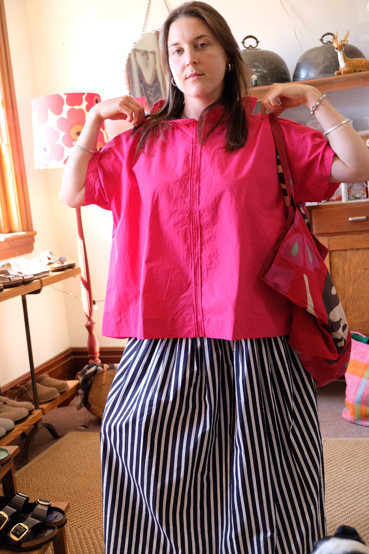 Mia Top - Cotton Poplin - Fuchsia