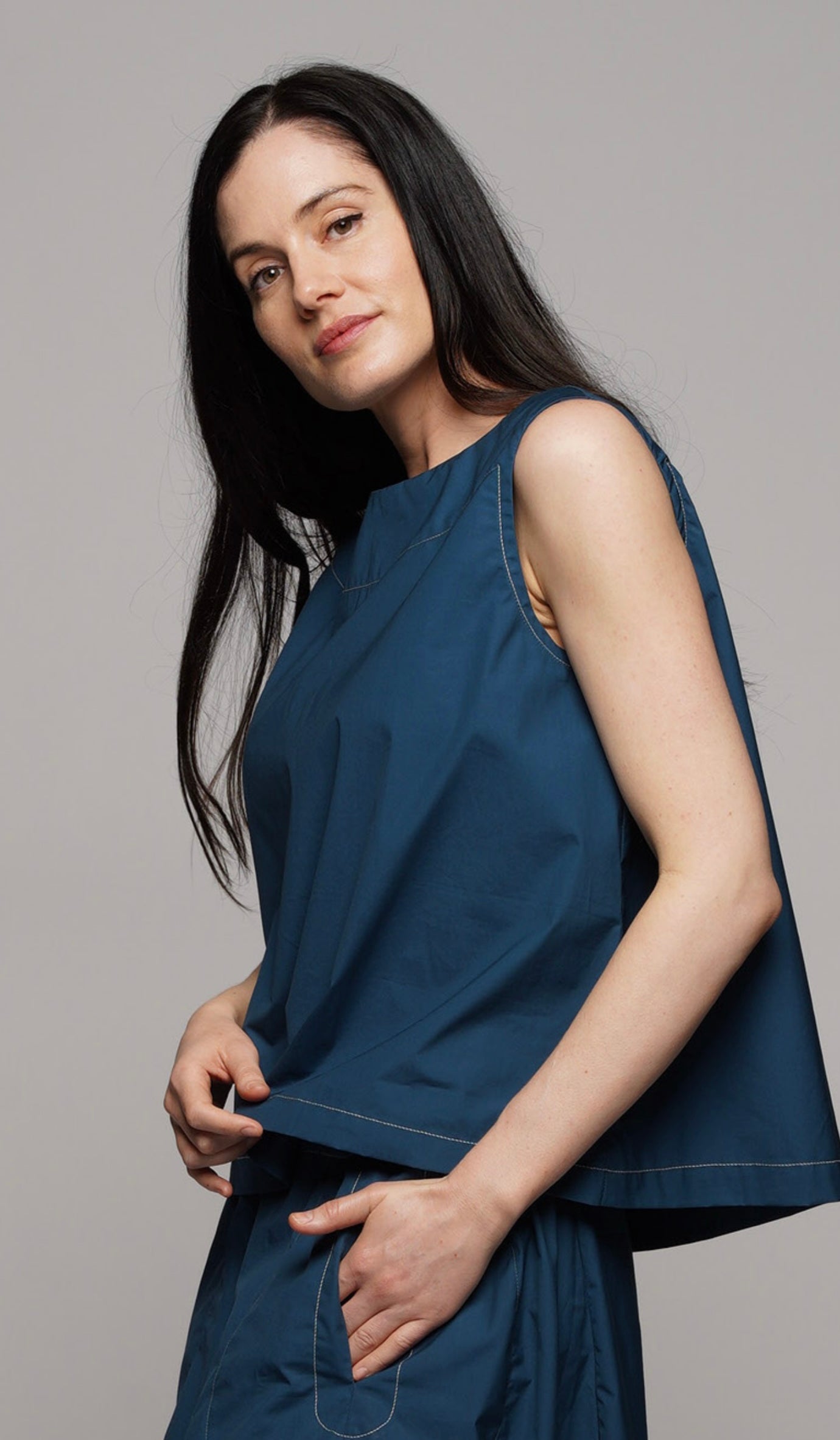 Cotton Singlet - Petrol