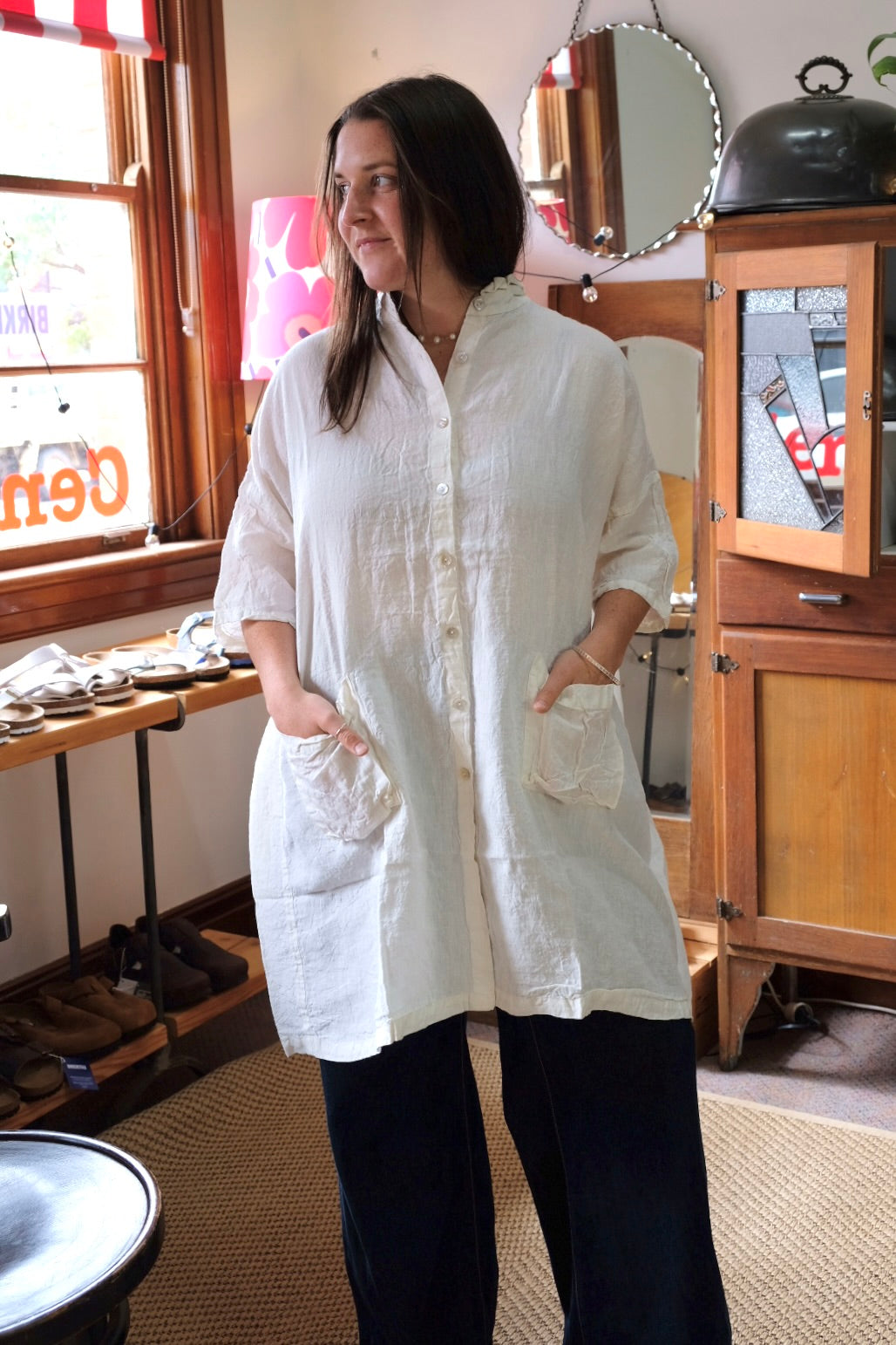 Lucia Linen Shirt - Warm White