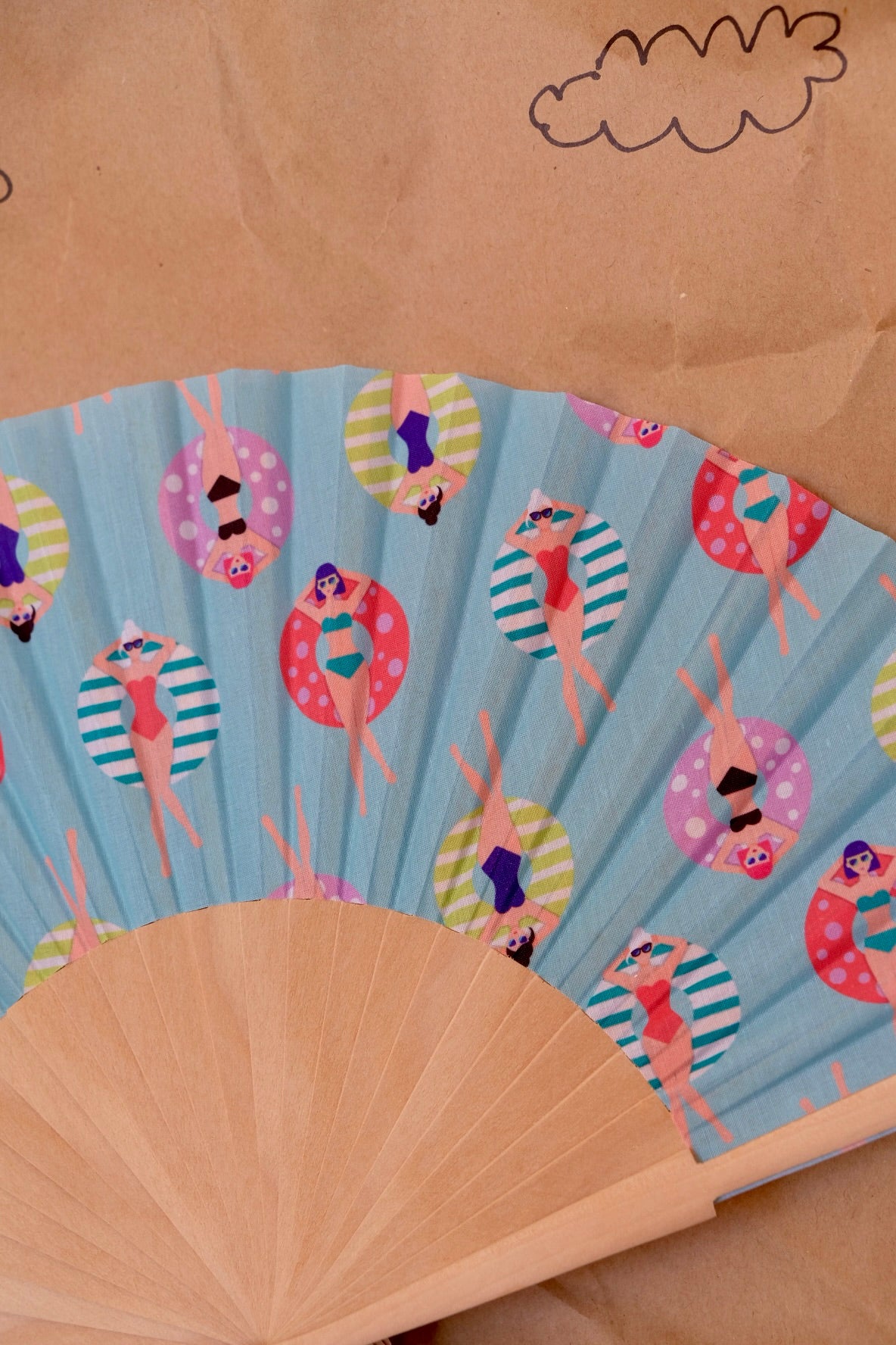 Folding Hand Fan - Swimmers