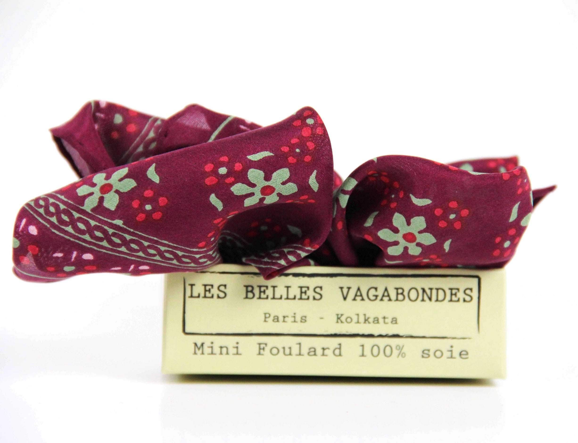 Silk scarf - Mini Natasha Bordeaux