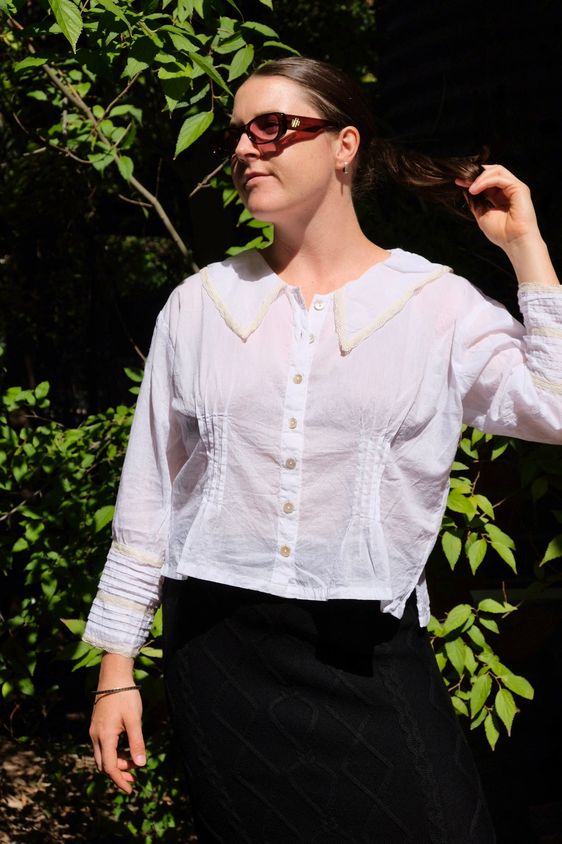 Wednesday Shirt - Cotton & Lace - White