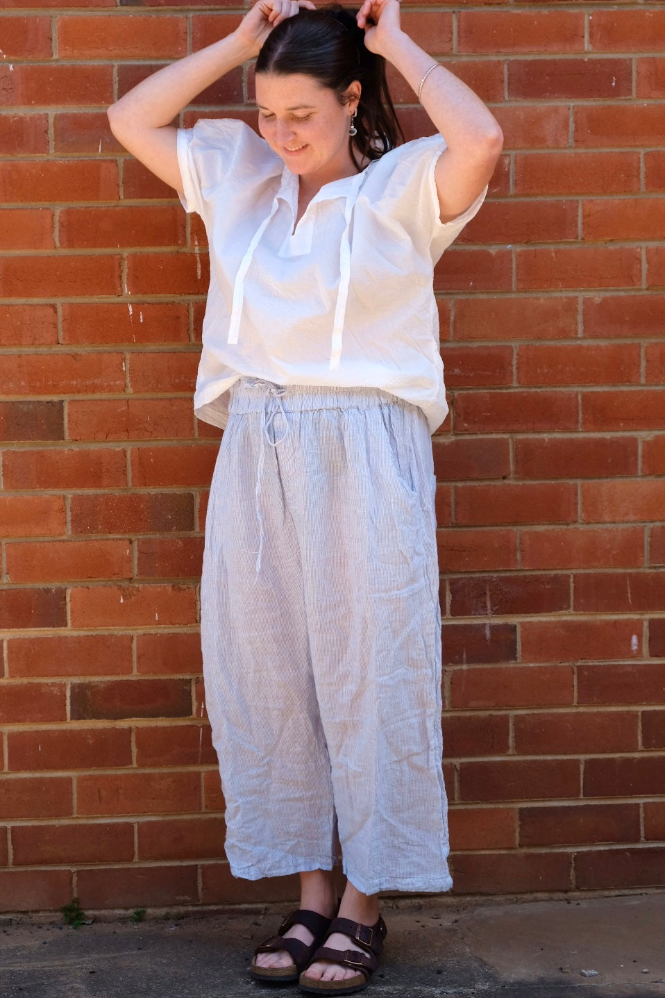 Remy Pants Linen - Blue Pin Stripe