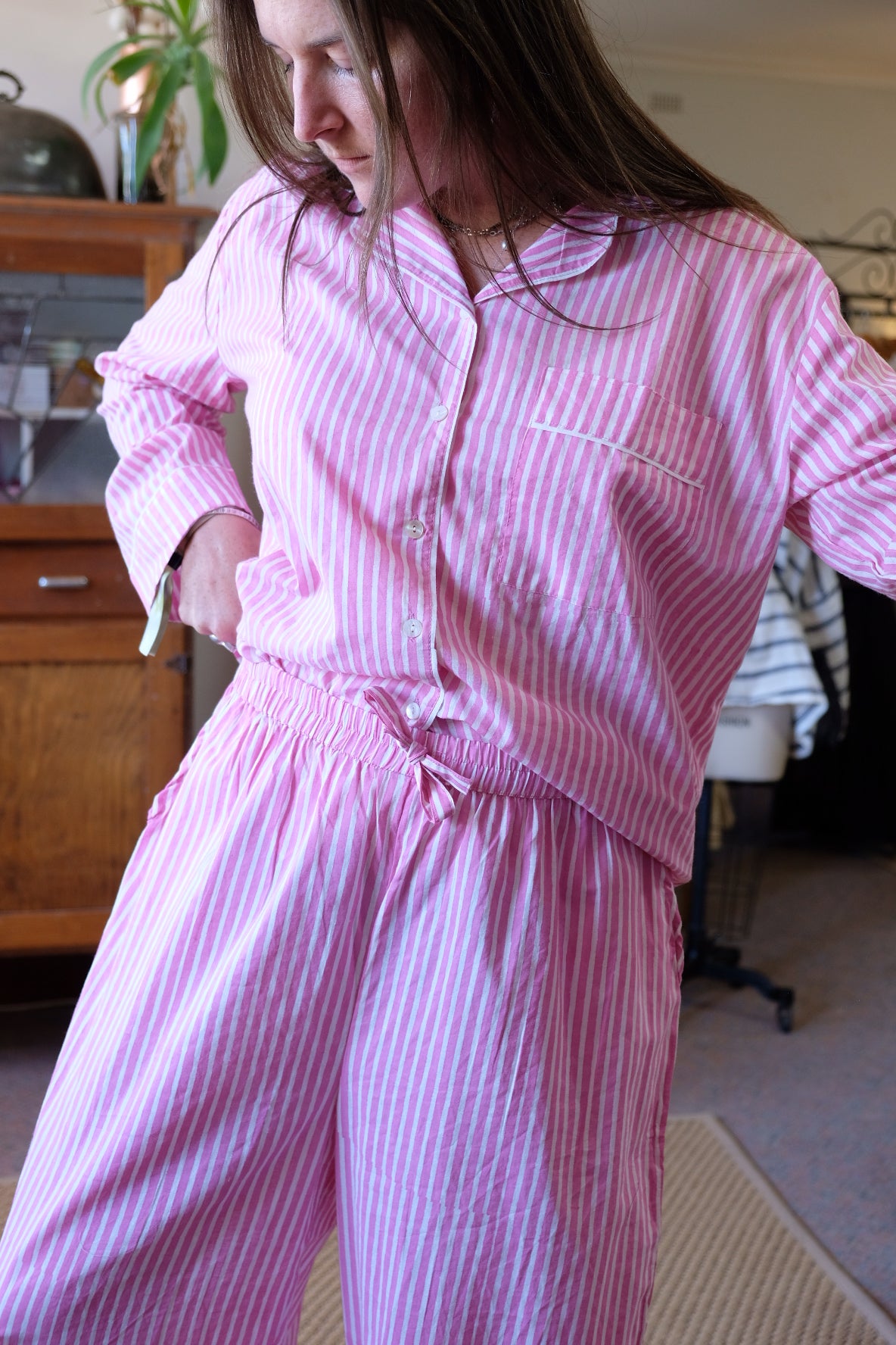 Pink Stripe Cotton Pyjamas Set