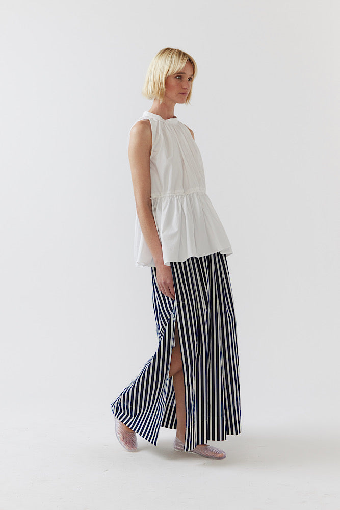 Brittany Skirt - Navy Stripe Poplin
