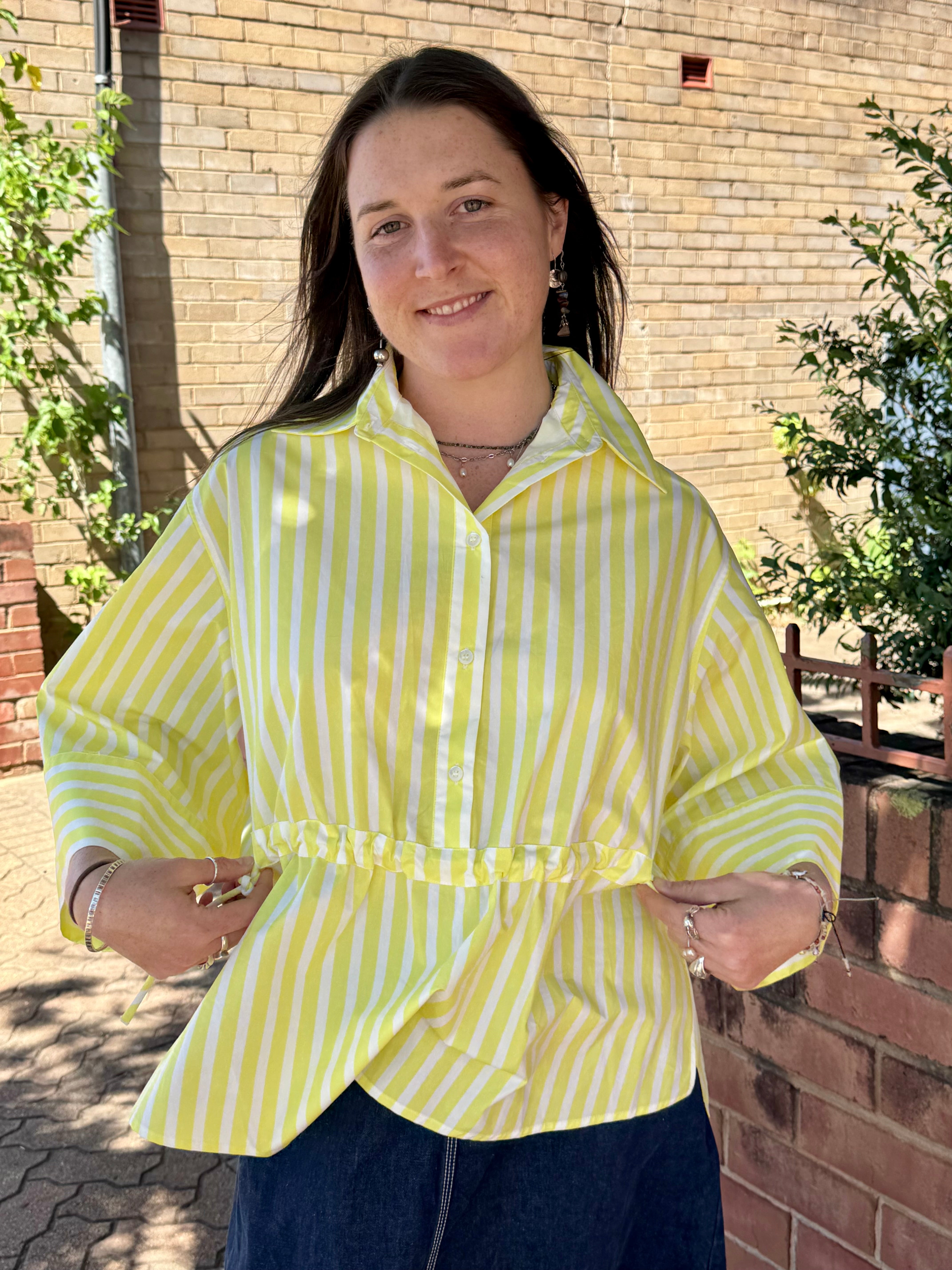 Emily Shirt | Lemon Stripe poplin