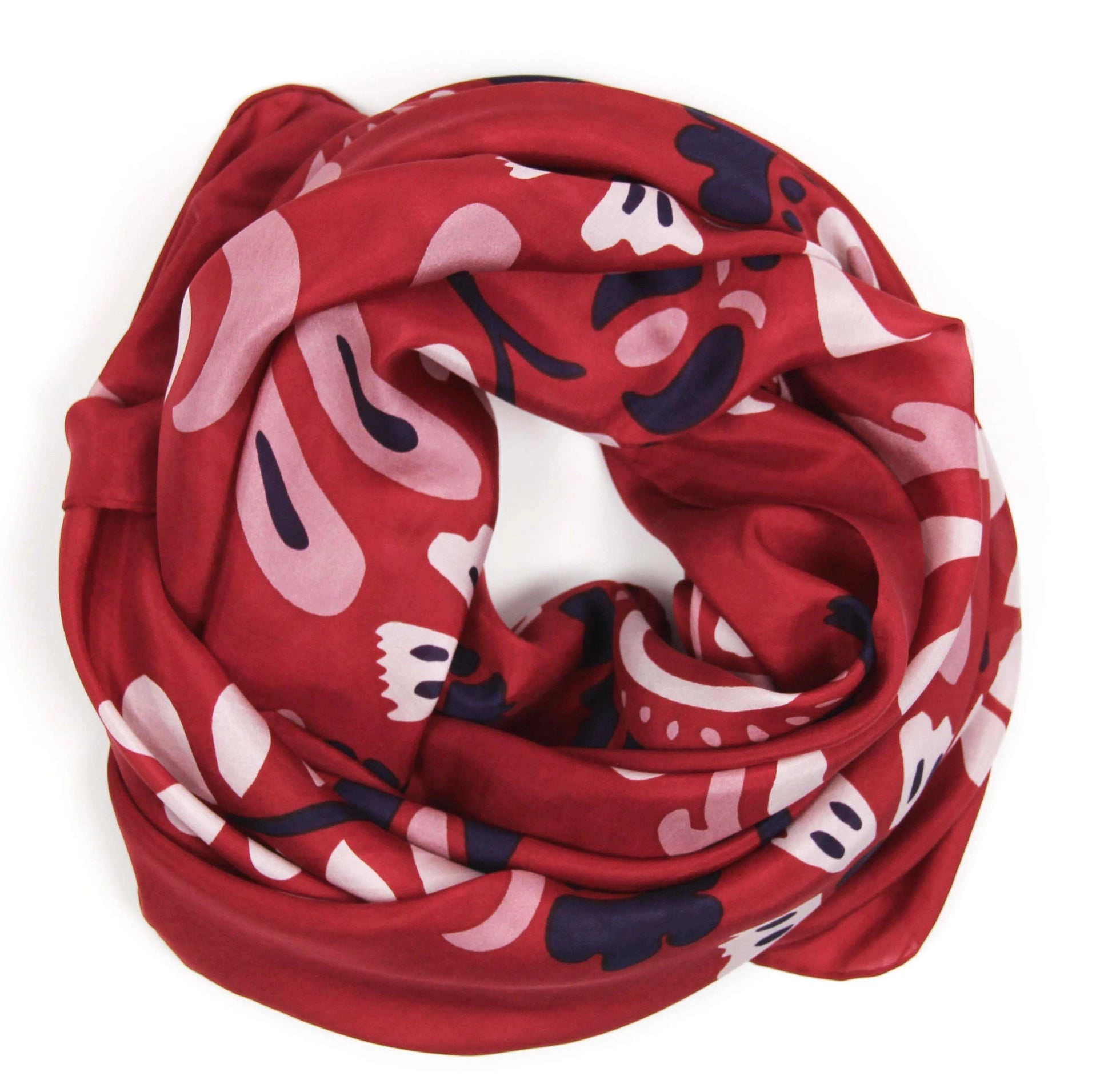 Large Silk scarf - Helena Red Silk Square