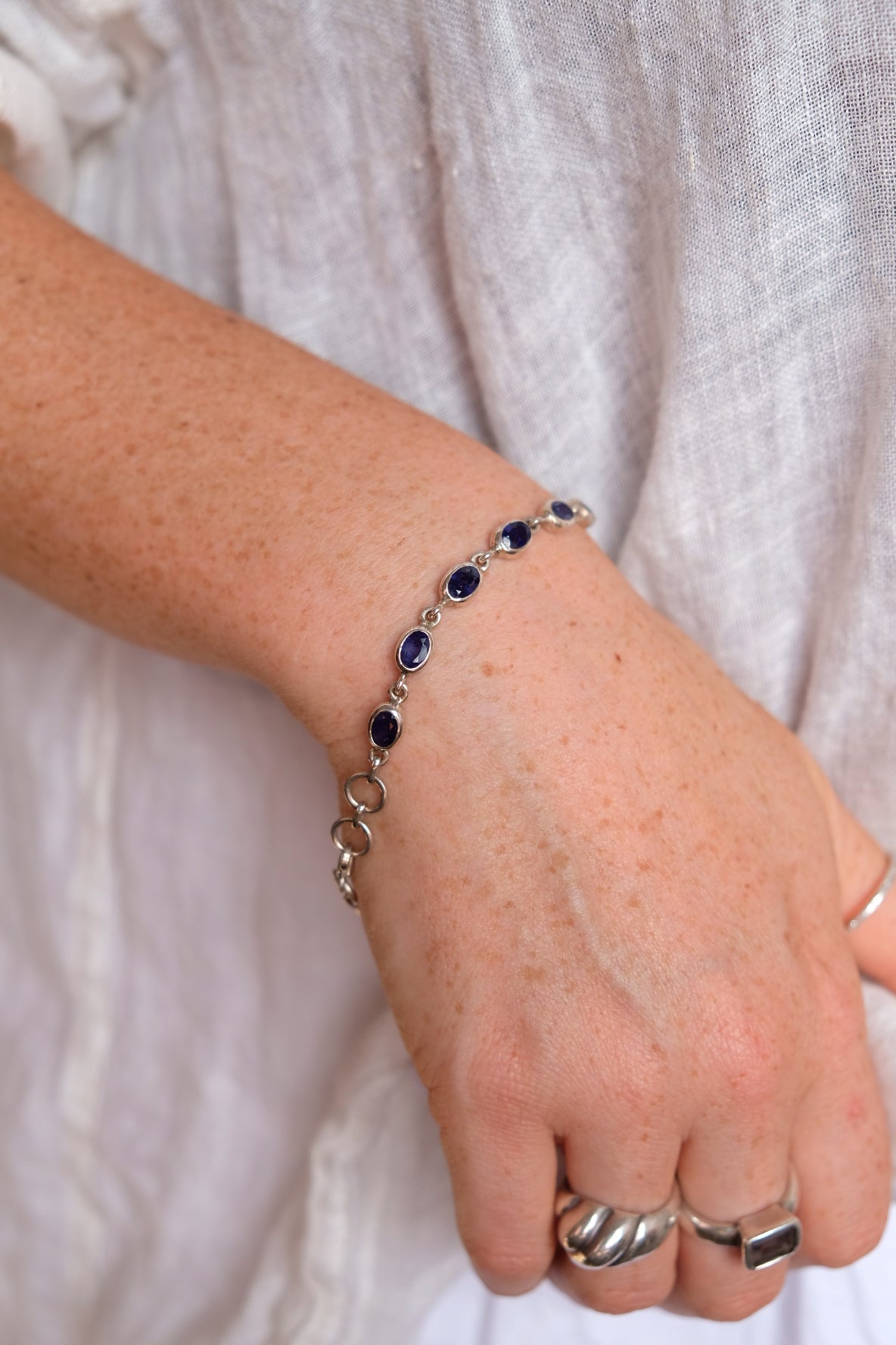 Sapphire and silver bracelet