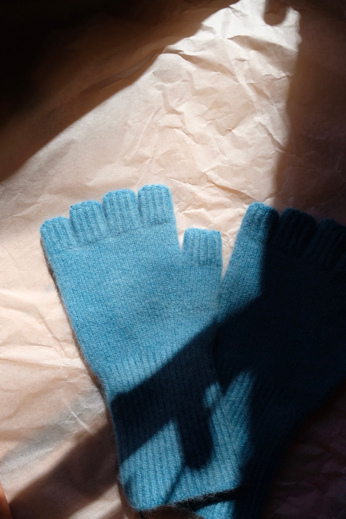 Angora/Lambswool Fingerless Gloves medium cuff - Turquoise