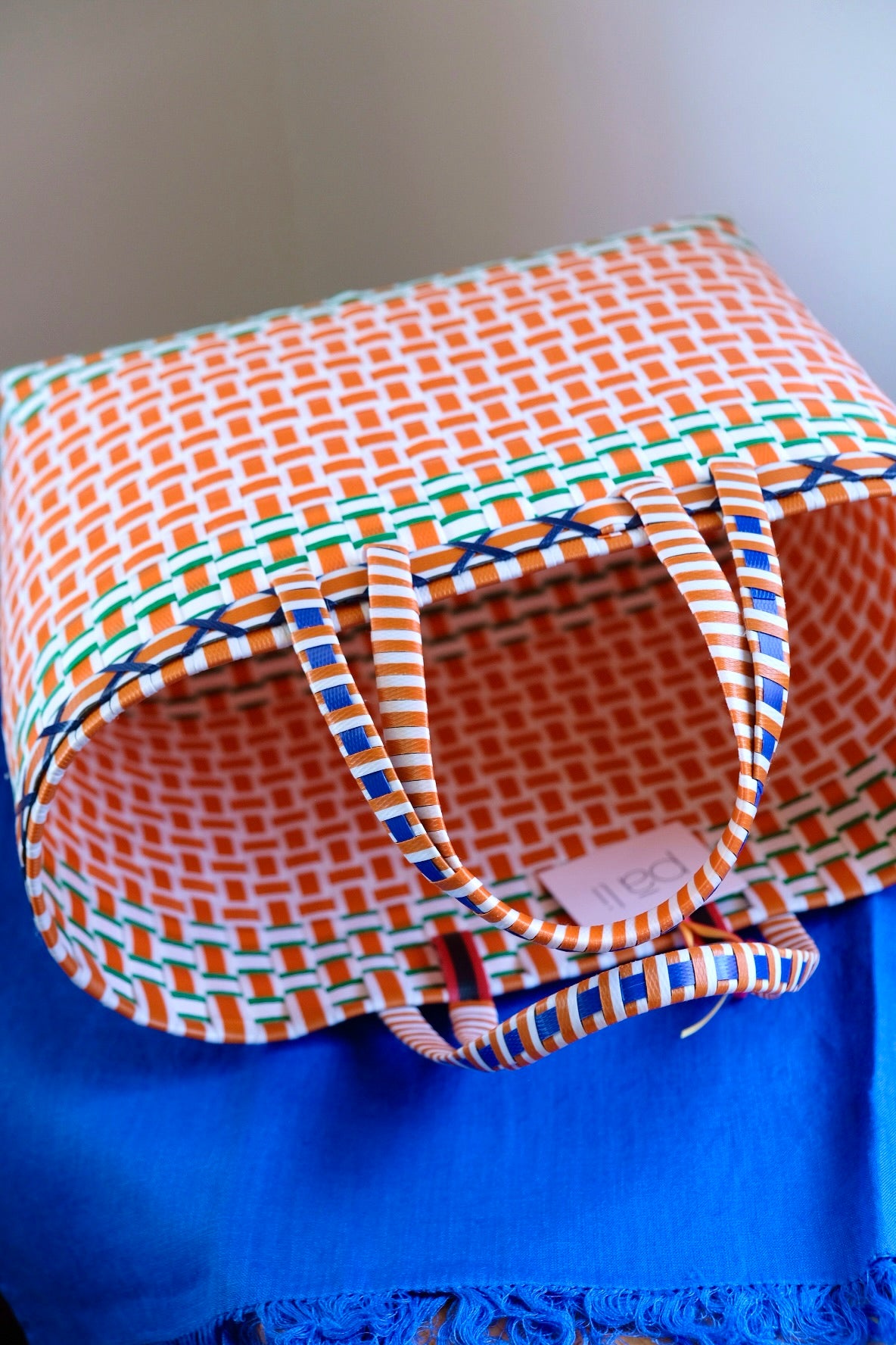 Pali Market Basket Medium - Orange/White/Green