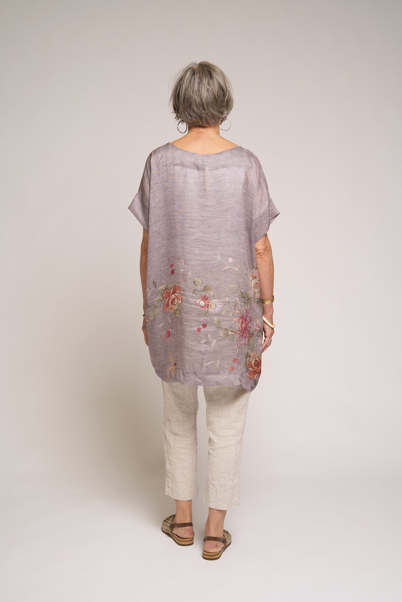 Peony Tunic/Dress Floral Print - Grey