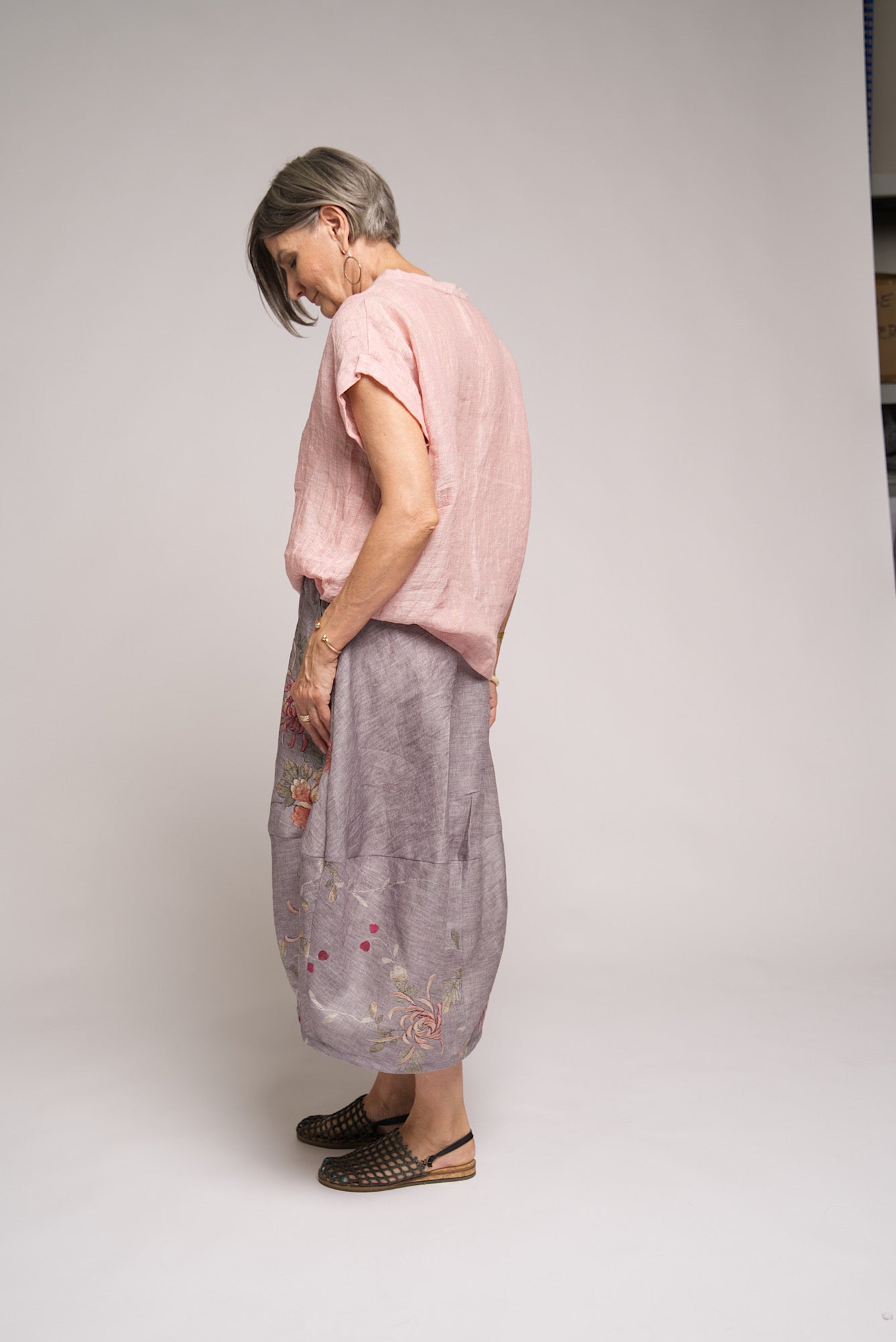 Tilly Skirt Floral Print - Grey