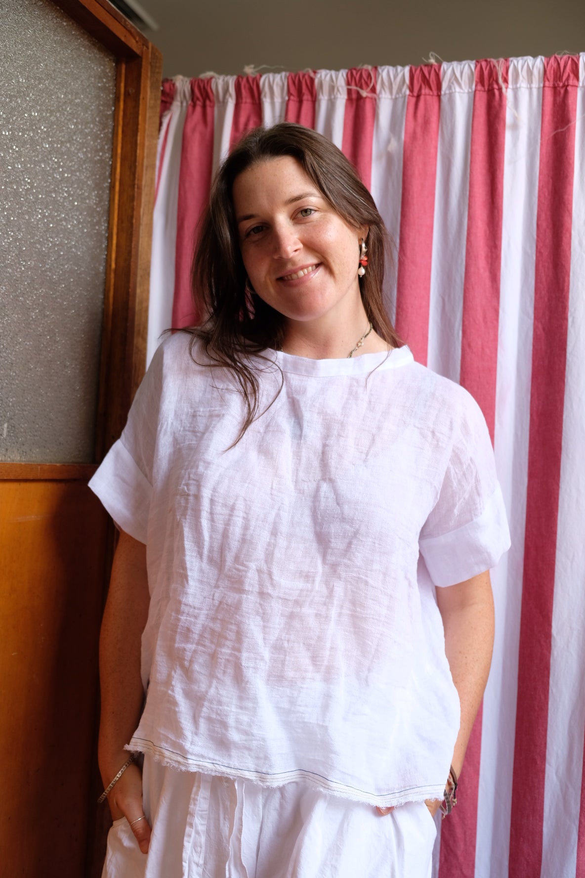 Gauze linen Tee - White