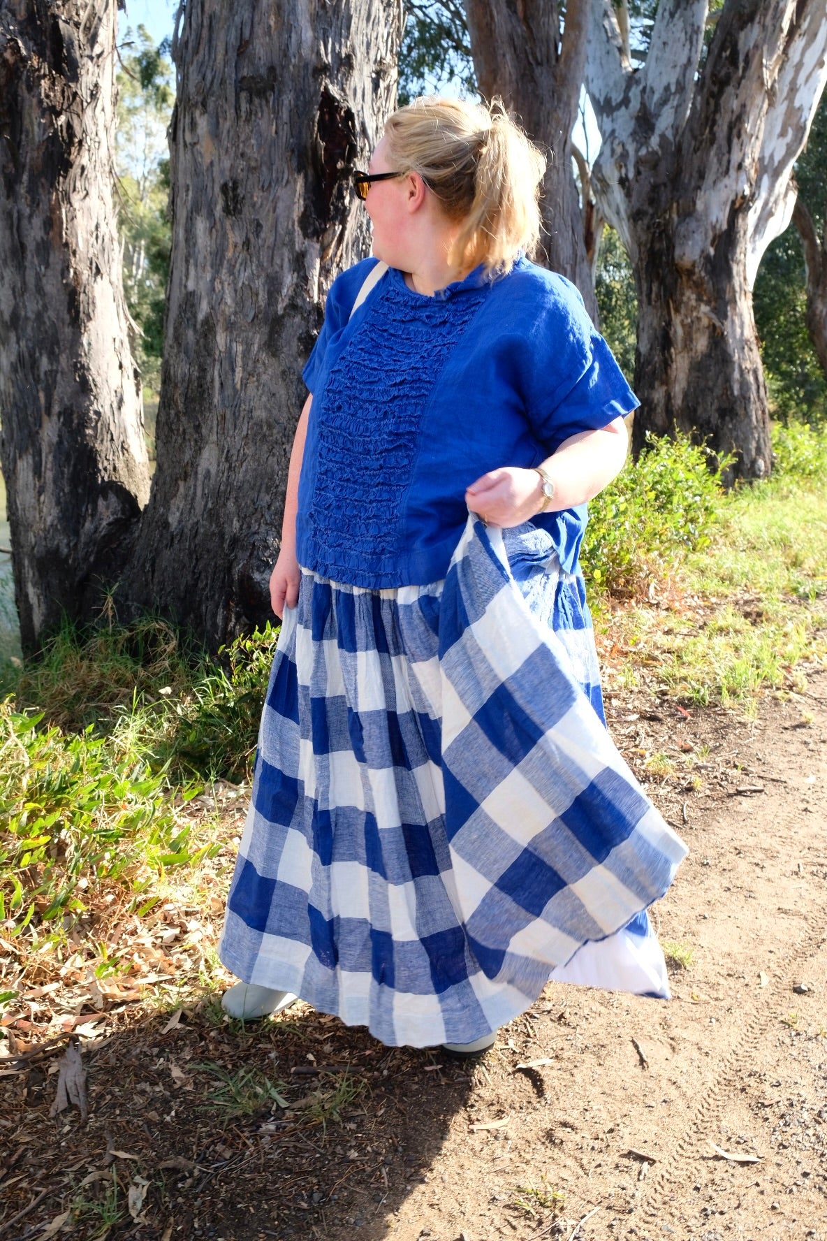 Jua Top - Linen - cobalt